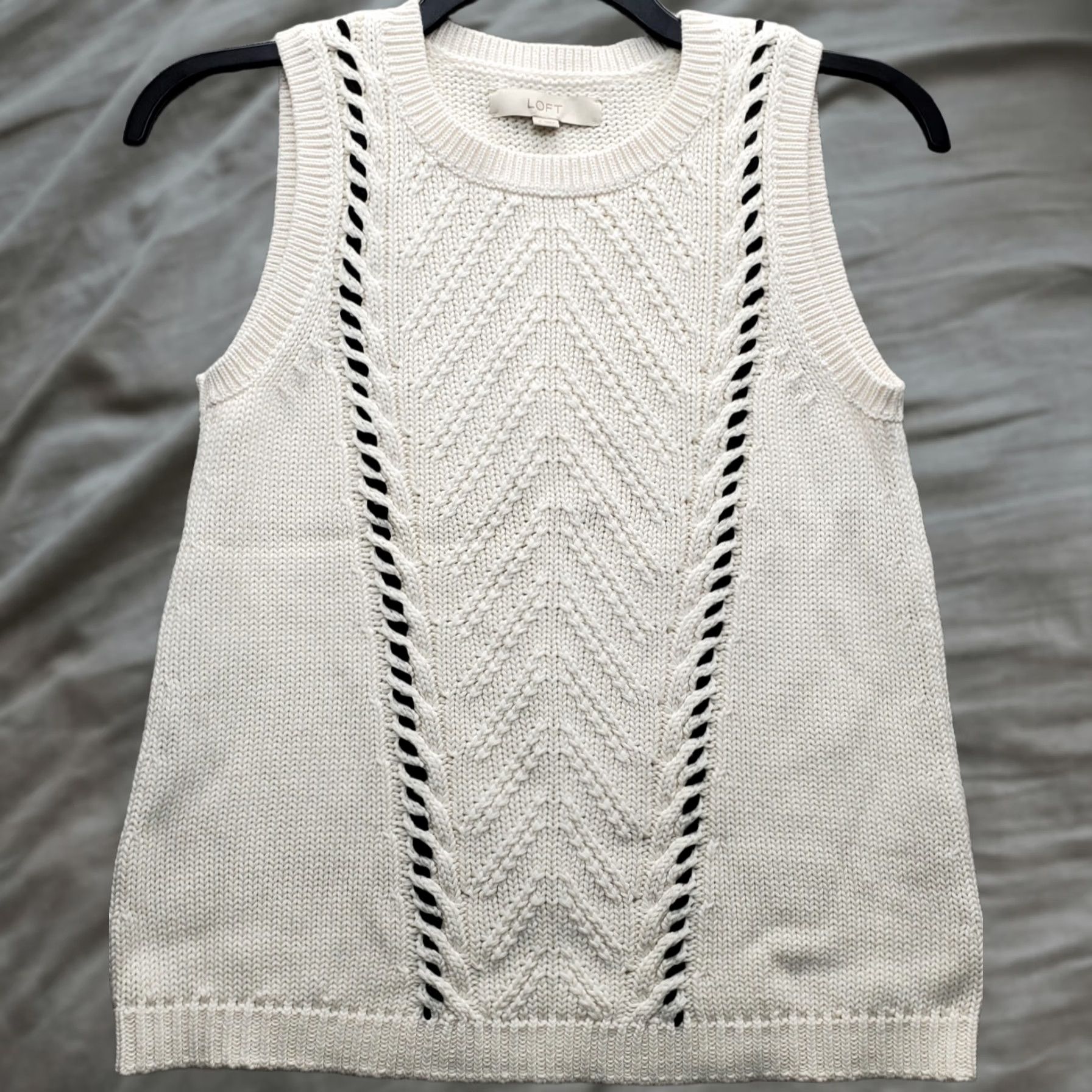 Loft LOFT Womens Size S Tan Chunky-Knit Sleeveless Sweater Vest, Knitted, Casual, Fall Winter, 100% Cotton, Crew Neck, Breathable, Regular Fit, NWOT Size S / US 4 / IT 40 - 1 Thumbnail
