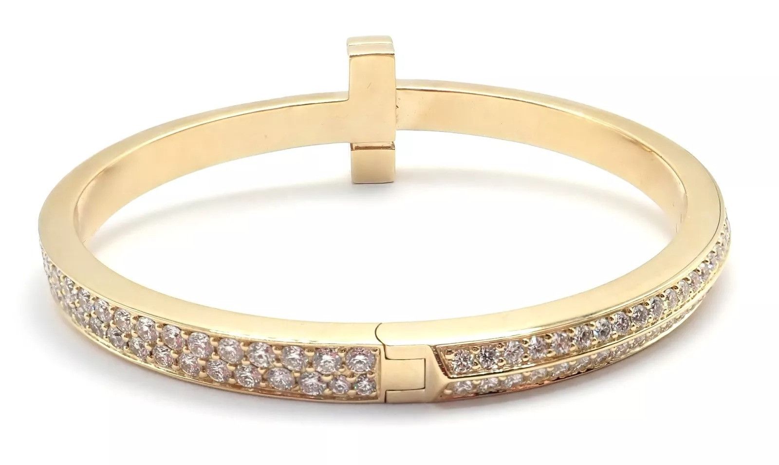 Tiffany & Co. Tiffany & Co 18k Yellow Gold Diamond T1 Wide Bangle Bracelet Size ONE SIZE - 3 Thumbnail