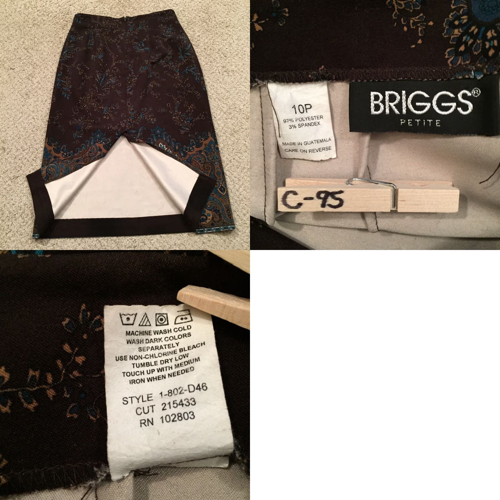 Vintage Briggs Skirt 10P Brown Blue Floral Microfiber Midi Pencil Women Petite Brown Floral Microfiber Midi Pencil 10P Women Briggs Skirt Size 32" / US 10 / IT 46 - 8 Thumbnail