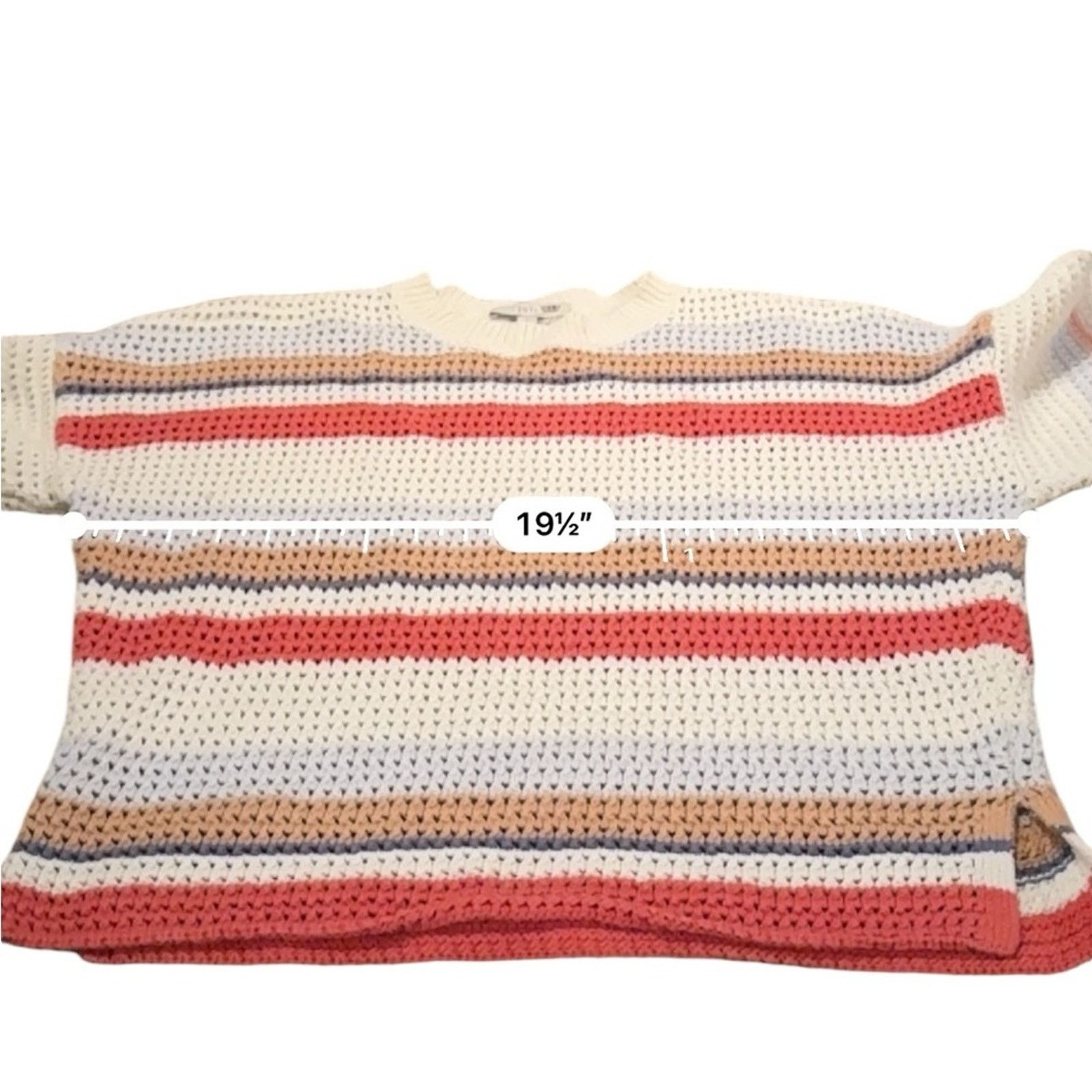 Joie oie Diza White Multicolor Striped Open Knit Cropped Sweater Size S / US 4 / IT 40 - 7 Thumbnail