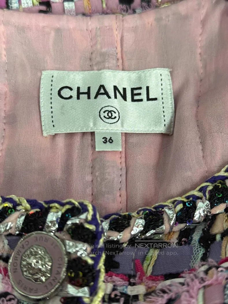 Chanel Chanel Pink-purple woven tweed coat Size XS / US 0-2 / IT 36-38 - 4 Thumbnail