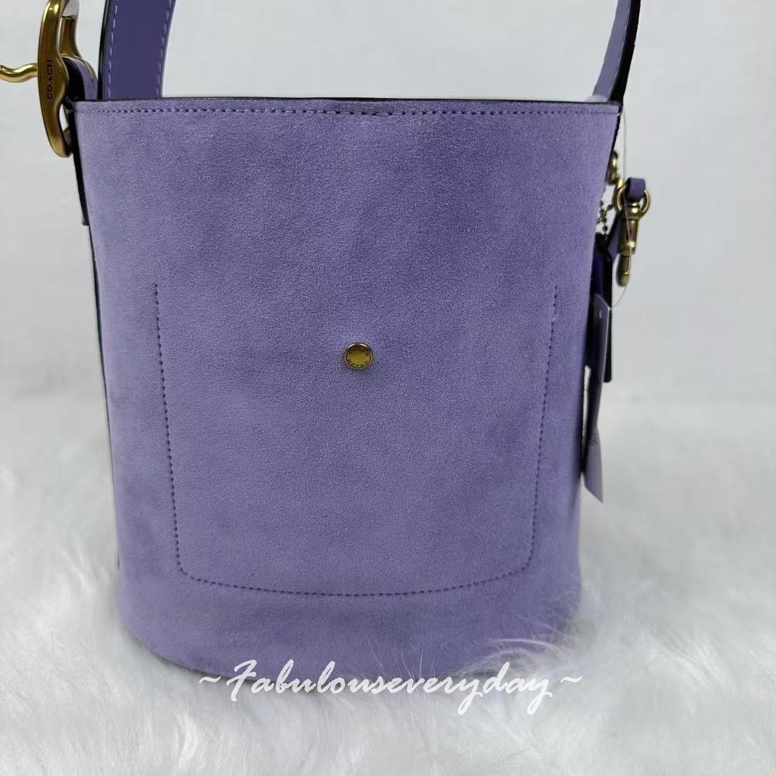 Coach Coach Bleeker Bucket 21 Crossbody in Suede/Brass/Violet Mist Size ONE SIZE - 5 Thumbnail
