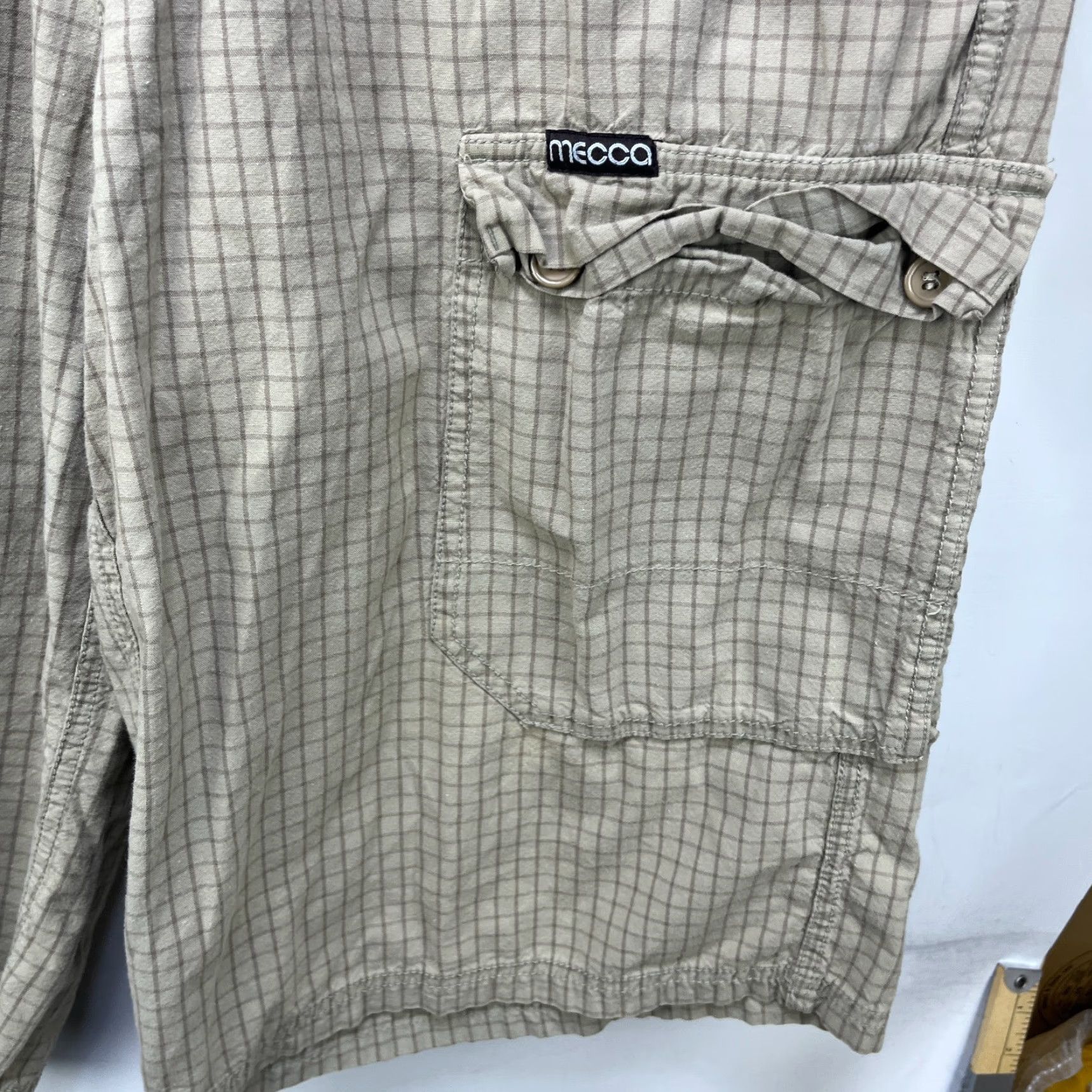 Miss Me VINTAGE Mecca Baggy Cargo Hip Hop Shorts Y2K Size 36 Men Beige Cotton Wool Denim 5-Pocket Casual Summer Winter Spring Fall Mens Size US 27 - 3 Thumbnail