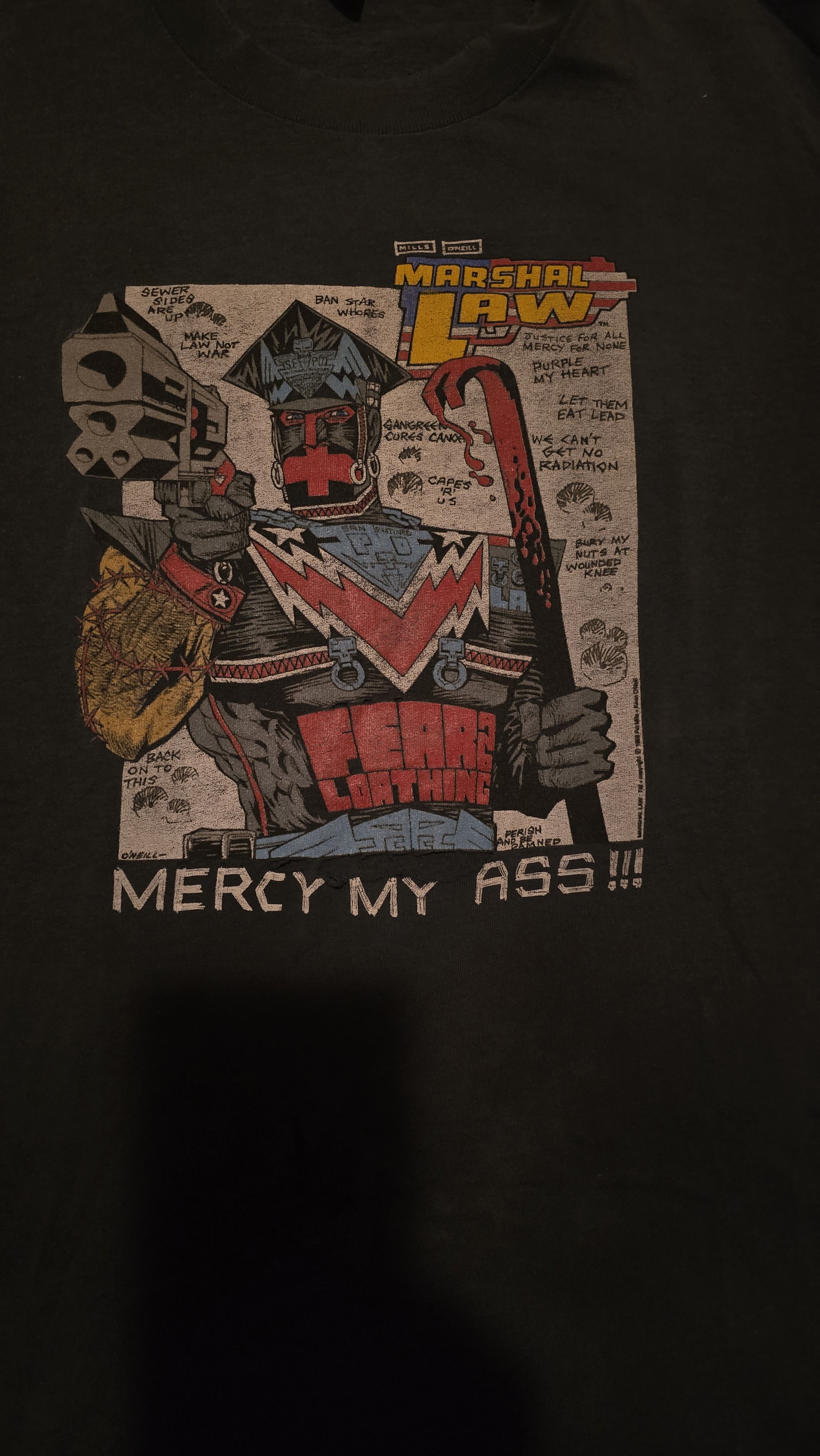 Vintage 1989 Marshall Law Comic Tee "Mercy My Ass" Size US L / EU 52-54 / 3 - 2 Thumbnail