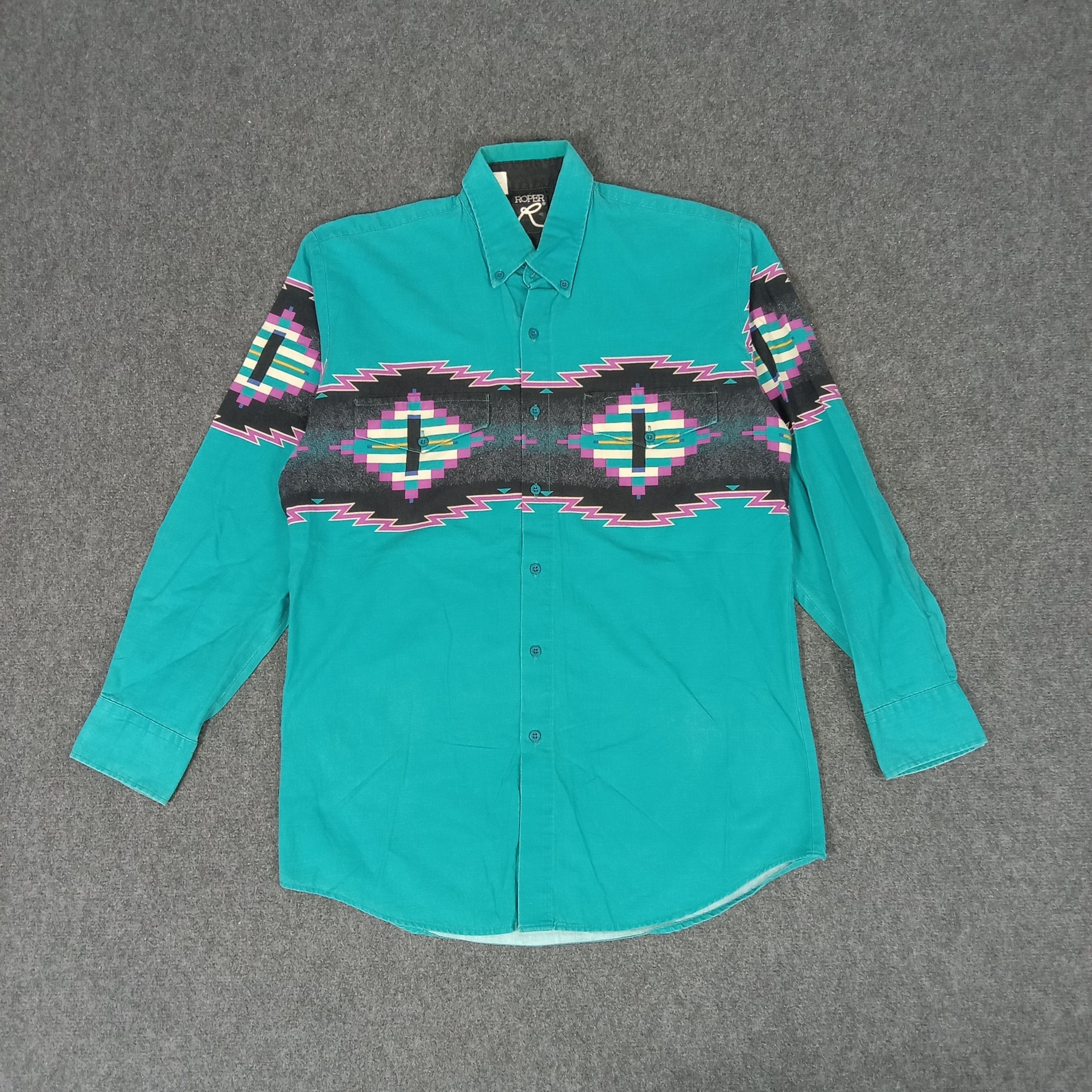 Roper × Vintage ROPER Preppy Style Abstract Art Long Sleeve Shirt Size US M / EU 48-50 / 2 - 1 Thumbnail