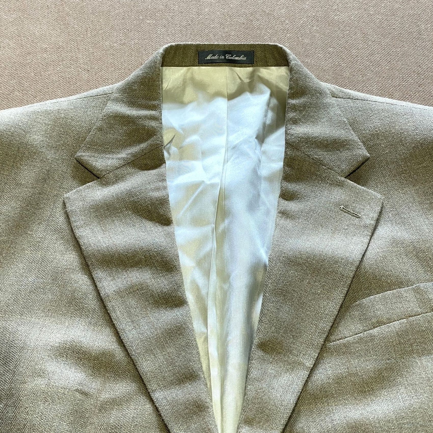 Oscar De La Renta Oscar de la Renta Blazer Mens 44L Tan Silk Wool Jacket Sport Coat Lined Size 44R - 2 Thumbnail