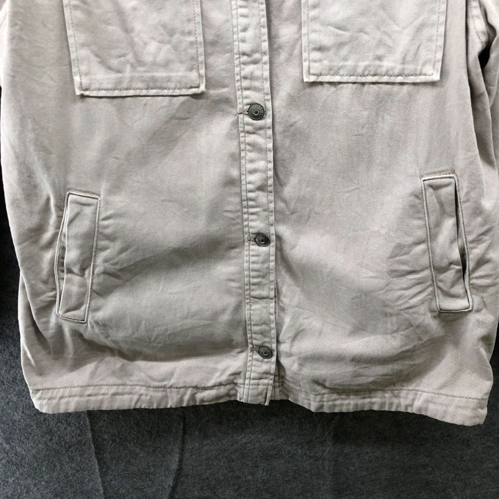 H&M H&M Womens Denim Jacket Oversized M Beige Taupe Cotton Twill Shacket Size M / US 6-8 / IT 42-44 - 4 Thumbnail