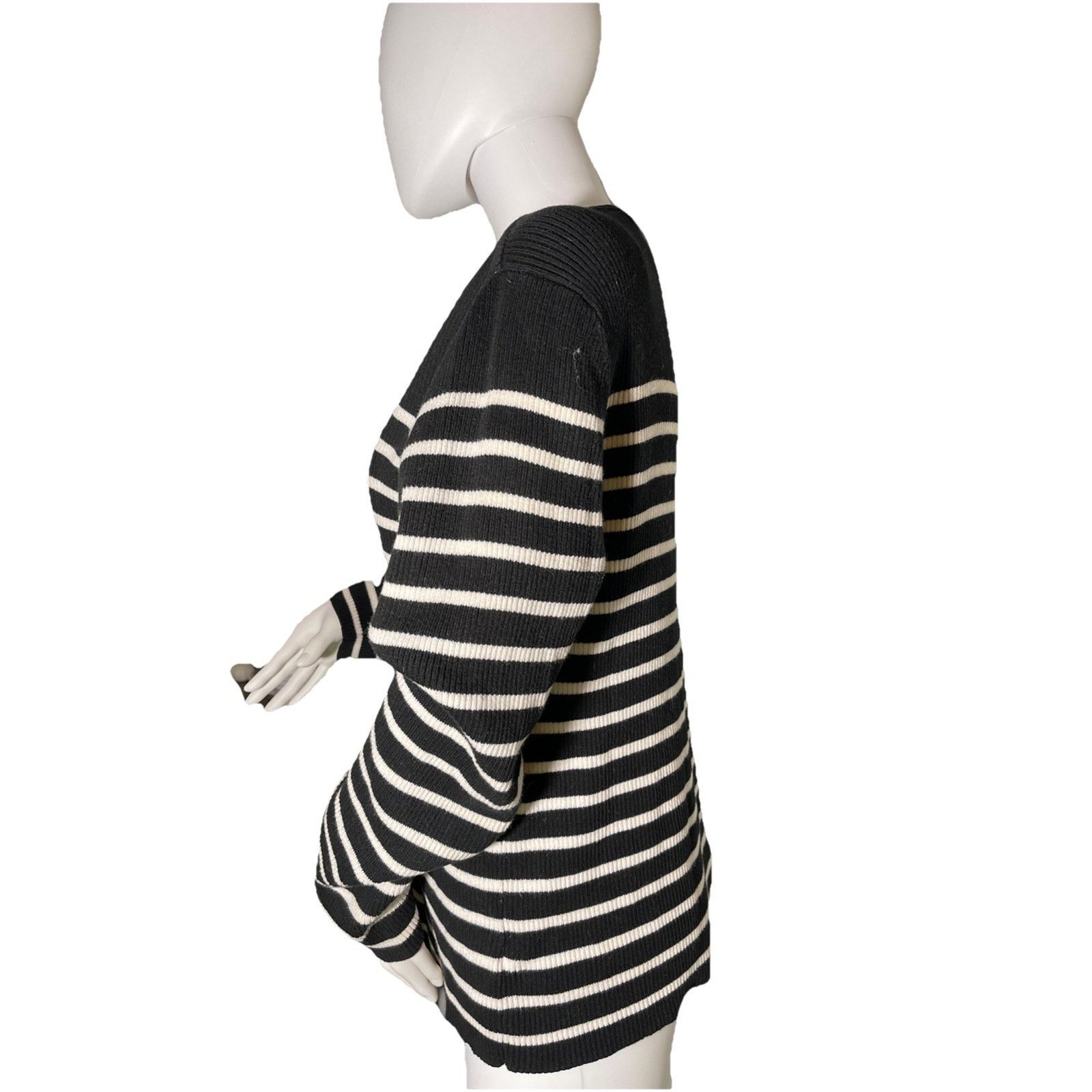 Liz Claiborne Liz Claiborne Women Sweater Black/ White Stripe L/S XL Size XL / US 12-14 / IT 48-50 - 3 Thumbnail
