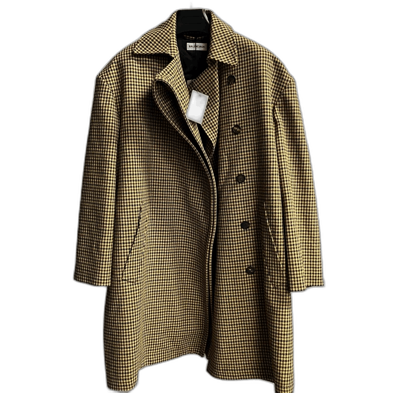 Balenciaga Balenciaga Yellow Check Wool Collar Coat Size US S / EU 44-46 / 1 - 1 Thumbnail