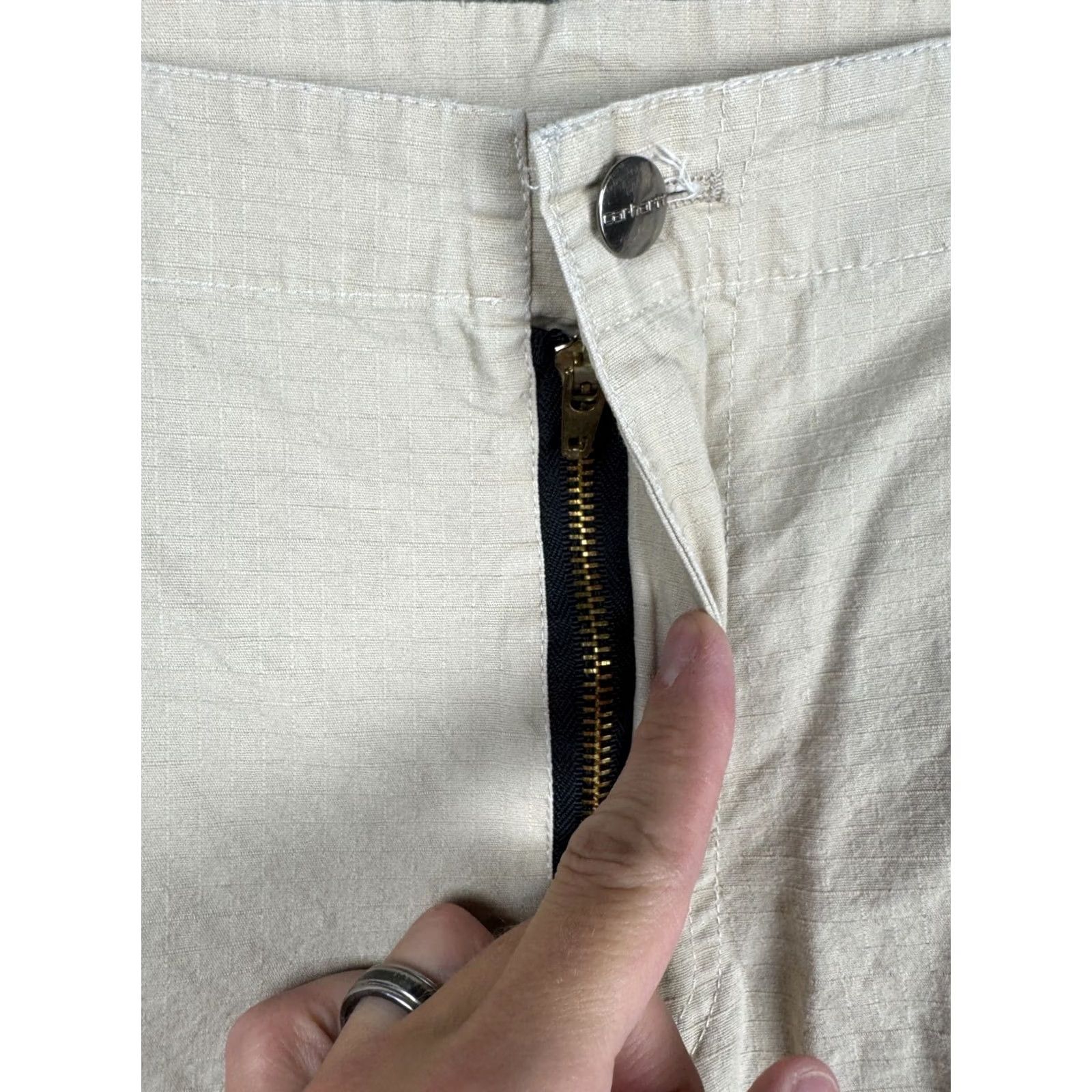 Carhartt Wip Carhartt WIP Cargo Pants Mens L Beige Hooded Theory Sweat Ripstop Pants Size US 33 - 4 Thumbnail