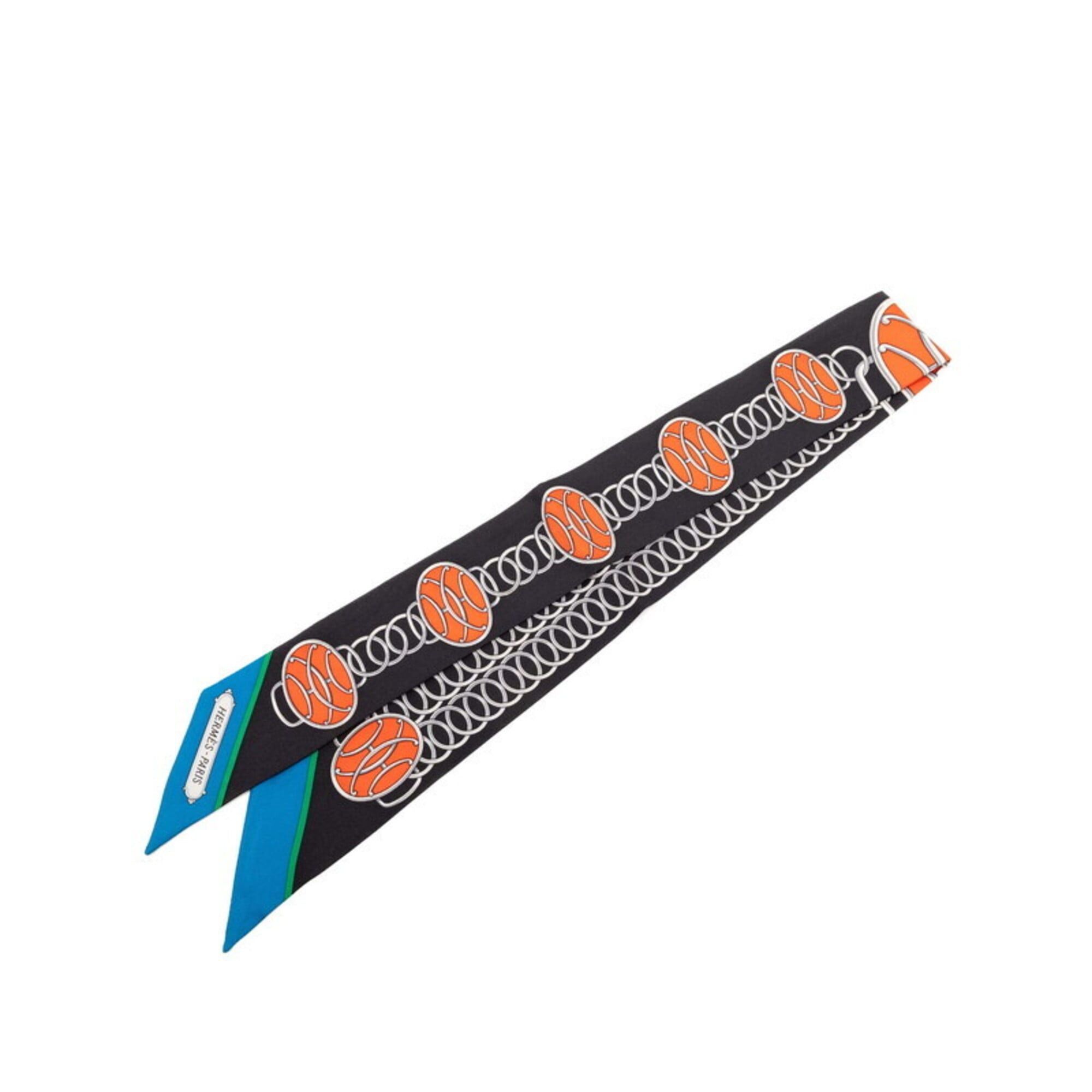 Hermes Hermes Twilly Lift Profile Scarf/Muffler, Black/Multicolor Silk, Women's Size ONE SIZE - 1 Thumbnail