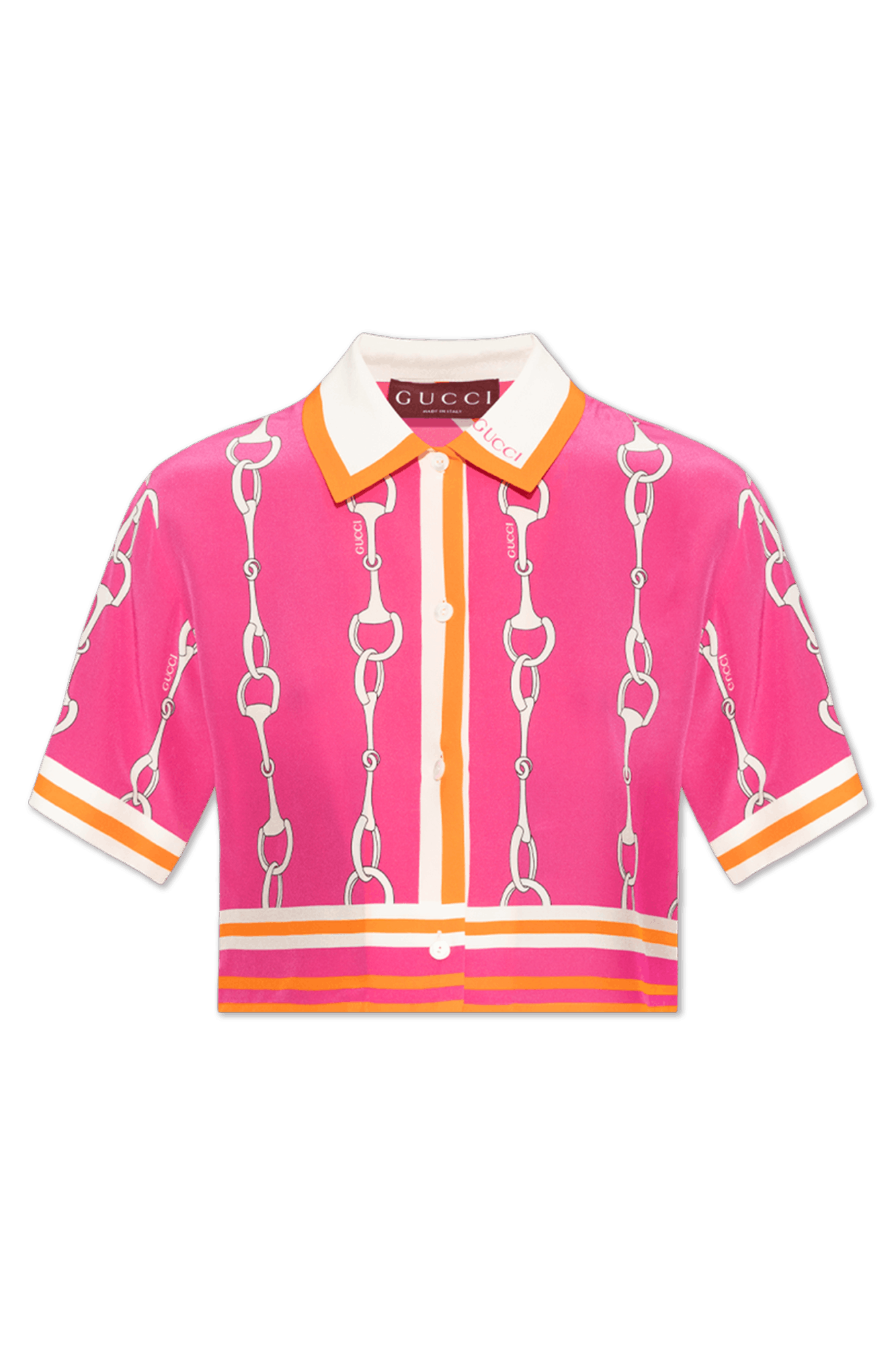 Gucci Gucci Horsebit Stripe Print Silk Shirt SIZE 38 Size ONE SIZE - 1 Thumbnail