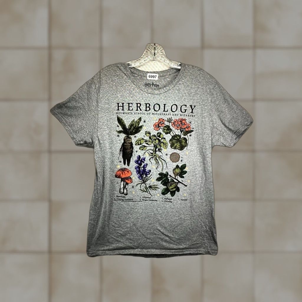 Vintage Harry Potter Graphic T-Shirt Women's Medium Gray Mandrake Casual Crew Neck Size M / US 6-8 / IT 42-44 - 1 Thumbnail
