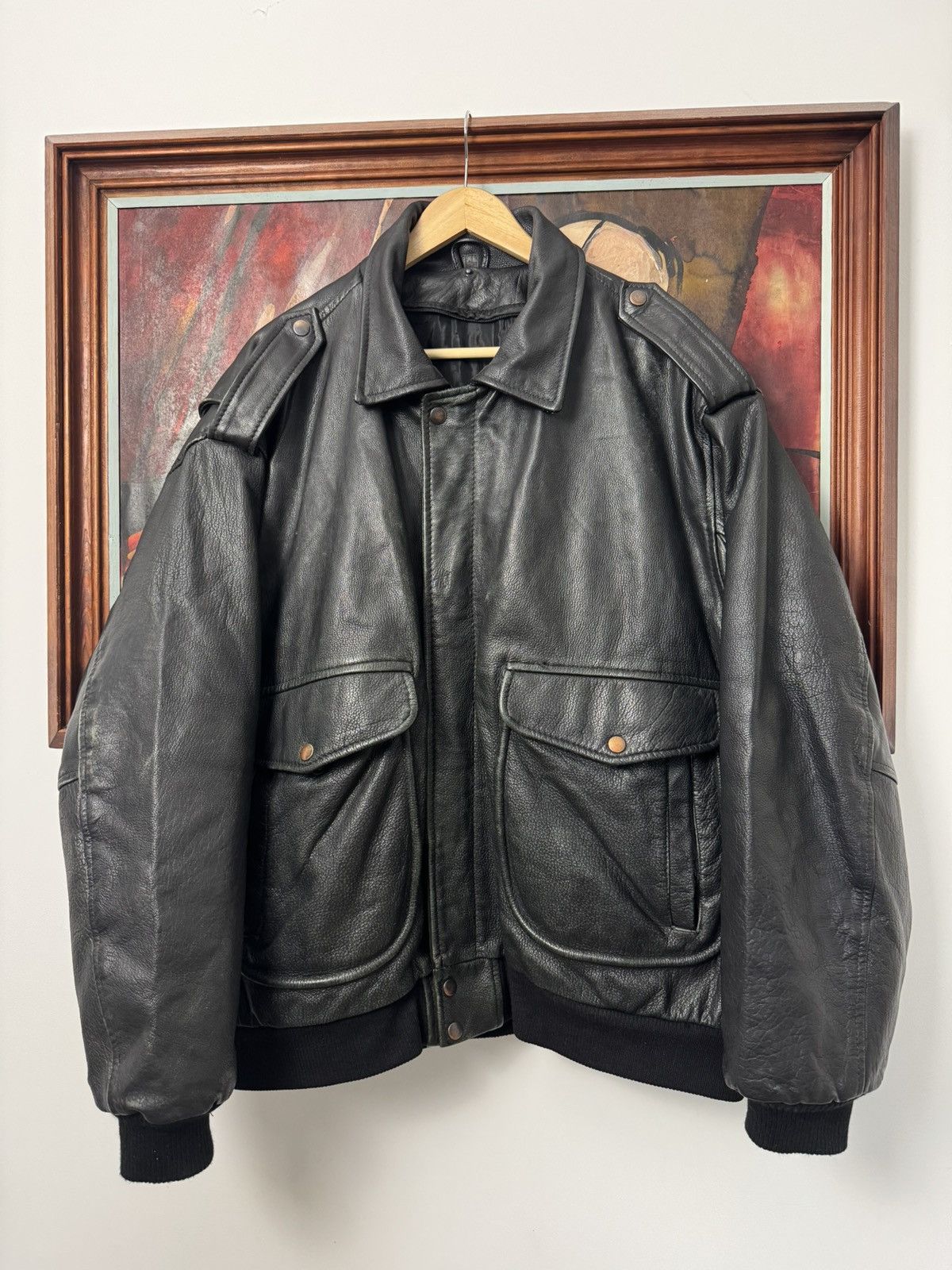 Vintage Vintage Distressed High Quality Genuine Black Leather Jacket Size US XL / EU 56 / 4 - 2 Thumbnail