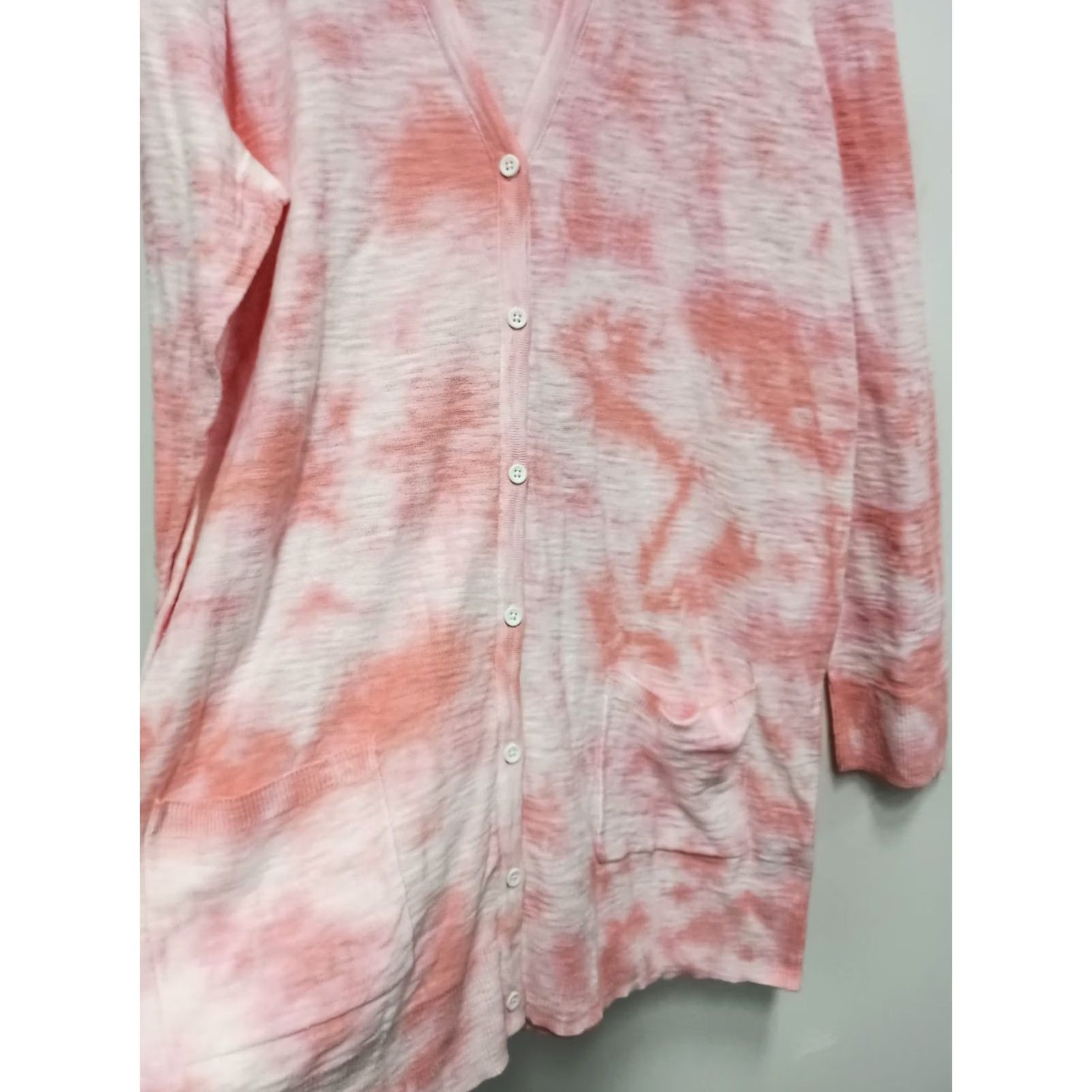 Torrid Torrid Cardigan Womens Size 1X Pink Tie Die BOHO Button Front Longline Casual - Vibrant Wear Size XL / US 12-14 / IT 48-50 - 4 Thumbnail