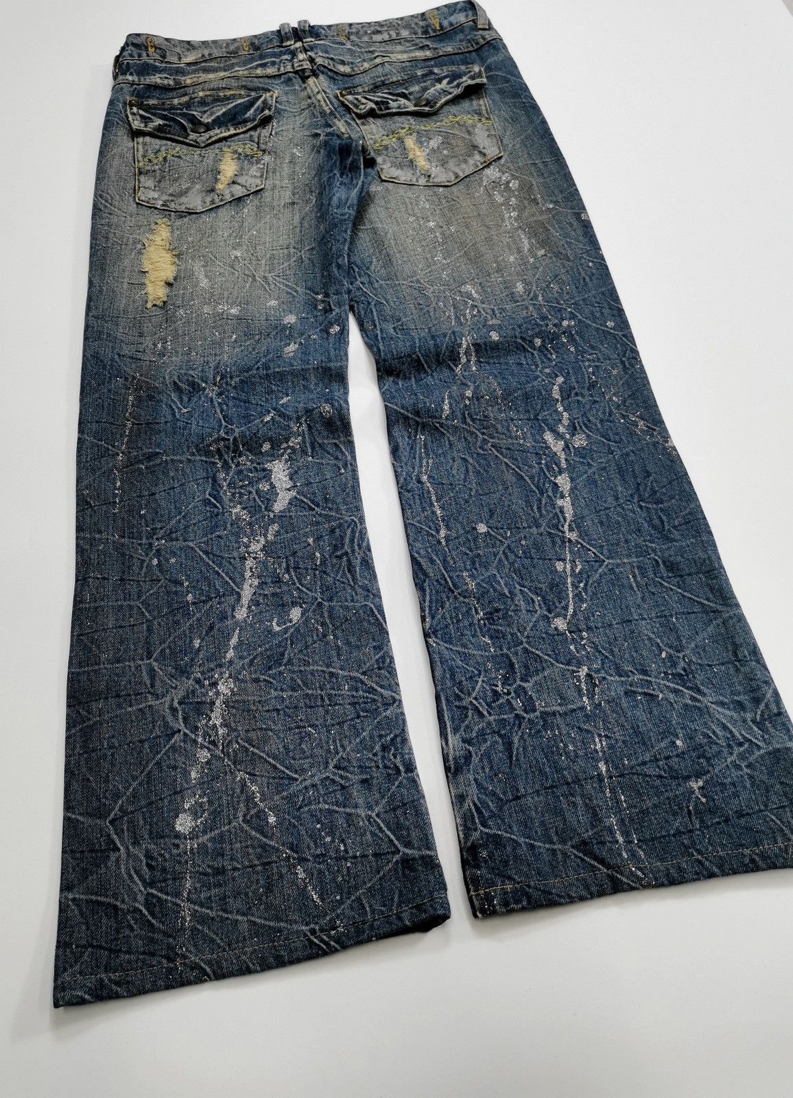 Tornado Mart Midas Japan Silver Paint Distressed Denim Jeans Size US 32 / EU 48 - 7 Thumbnail