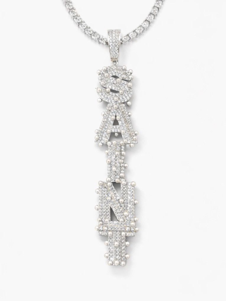 Other Crème Diamond Simulant Pearl Saint Pendant+Chain Size ONE SIZE - 2 Thumbnail