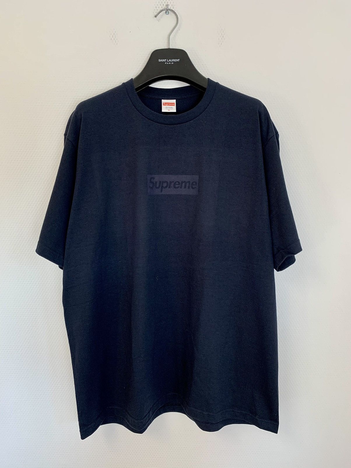 Supreme tonal box logo tshirt navy blue | Grailed
