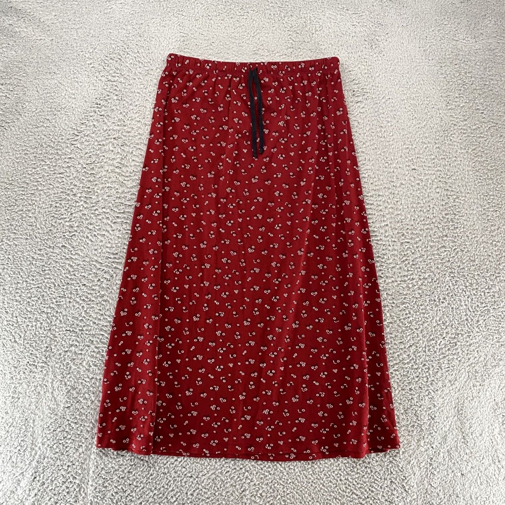 Coldwater Creek Coldwater Creek Skirt Womens Large Midi A-Line Floral Red Cotton Blend Knit Elastic Waist 90s Bohemian Cottagecore Y2K Casual Travel Size 36" / US 14 / IT 50 - 2 Thumbnail