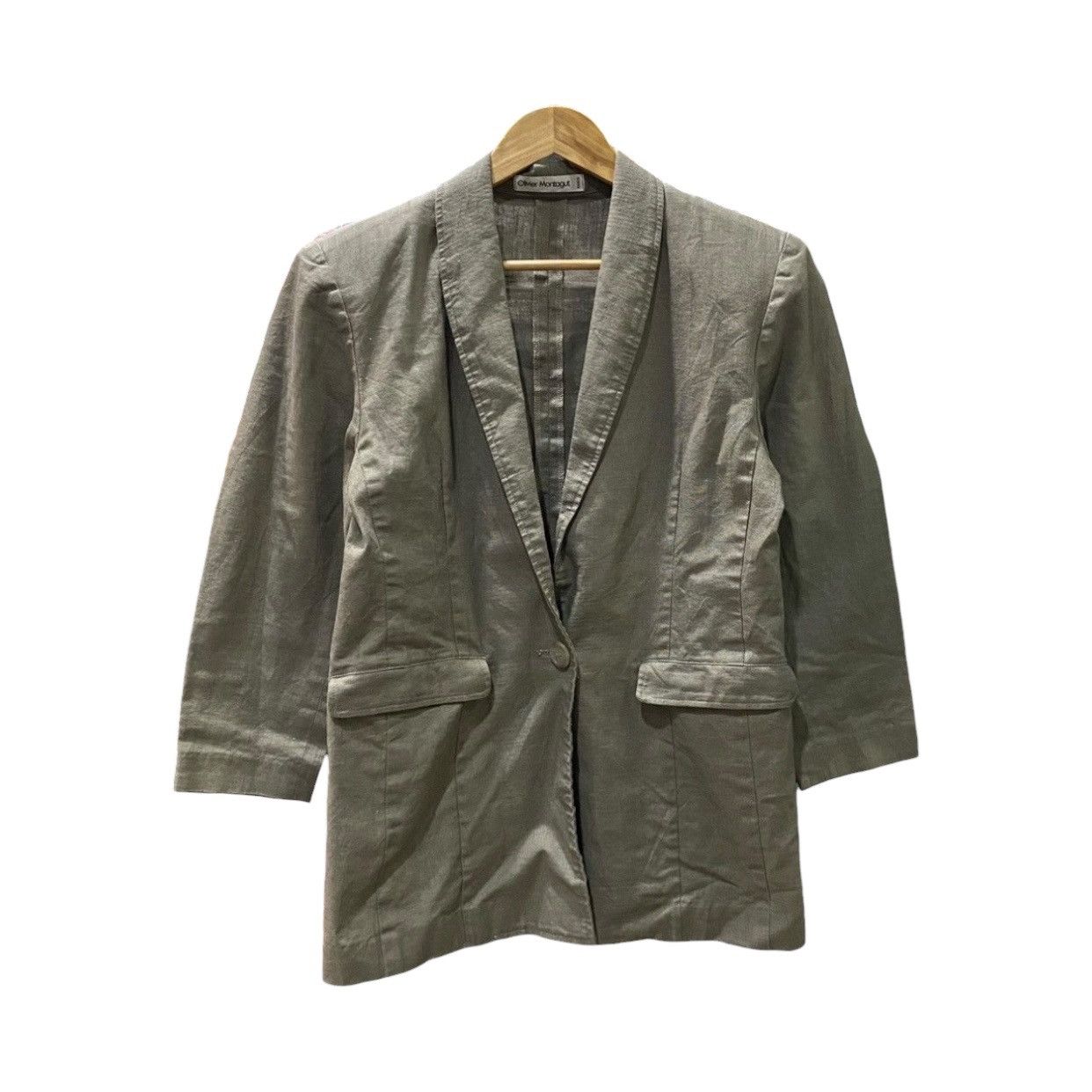 Montagut Vintage Olivier Montagut Paris Earth Tone Linen Blend Blazer Size US M / EU 48-50 / 2 - 1 Thumbnail