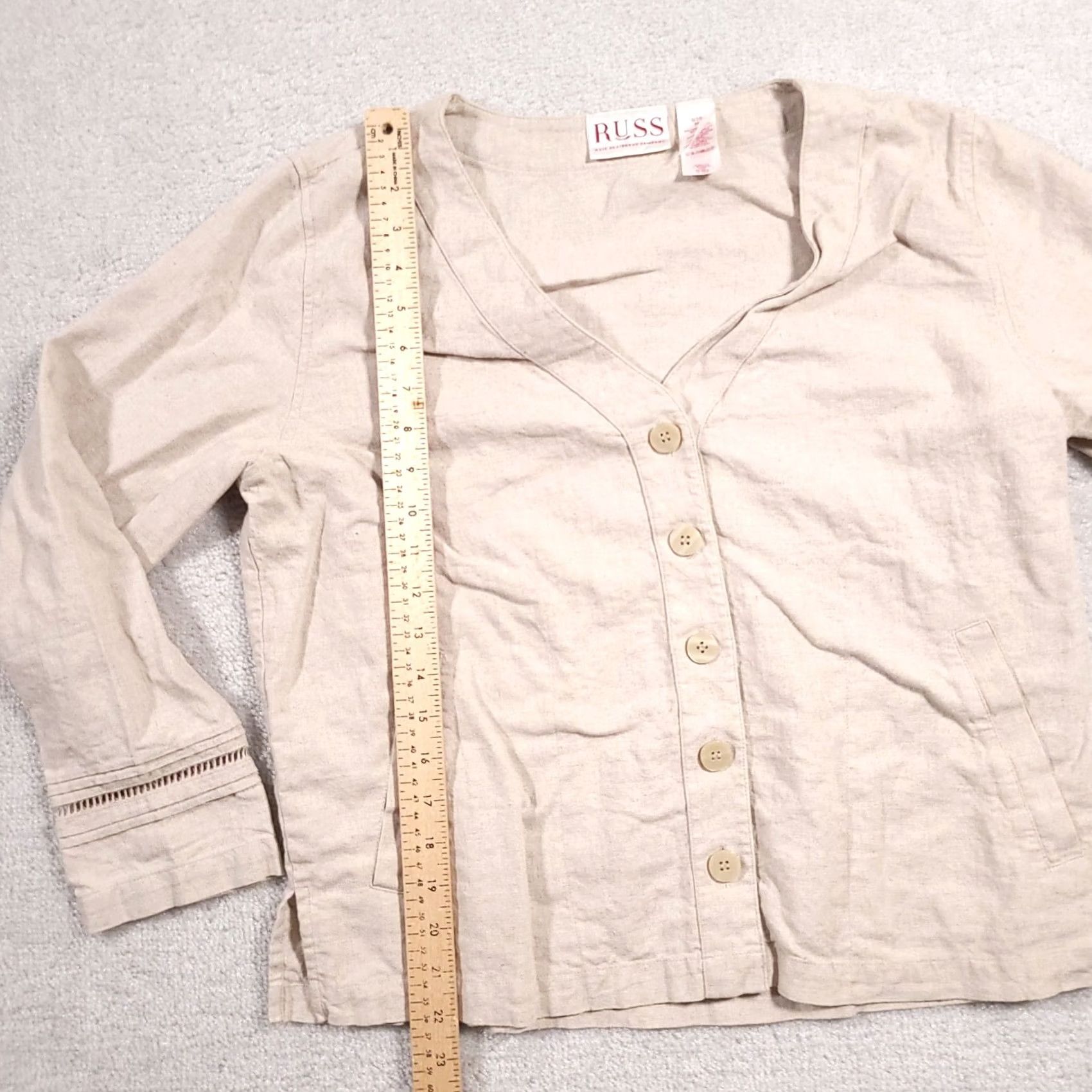 Liz Claiborne Liz Claiborne Blazer Cardigan Shirt Women's Medium 8/10 Linen Button Front RUSS Size M / US 6-8 / IT 42-44 - 6 Thumbnail