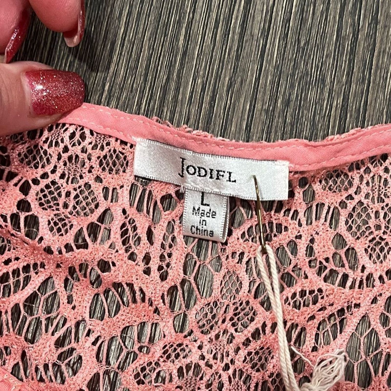 Vintage NWT Jodifl Peach Lace 1/2 Sleeve Blouse Size L Size L / US 10 / IT 46 - 3 Thumbnail