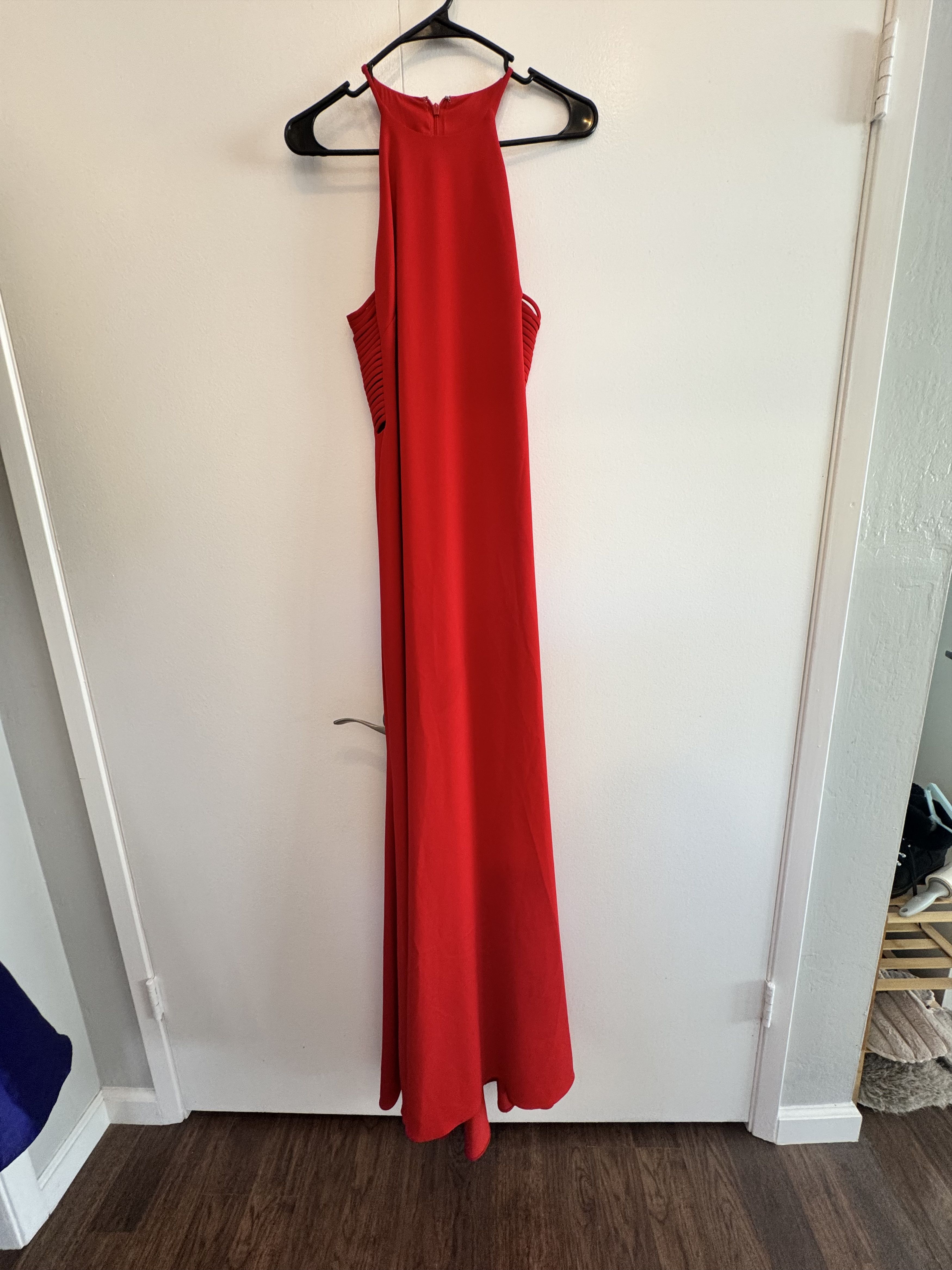 Badgley Mischka Badgley Mischka Collection red halter evening gown. Size XS / US 0-2 / IT 36-38 - 2 Thumbnail