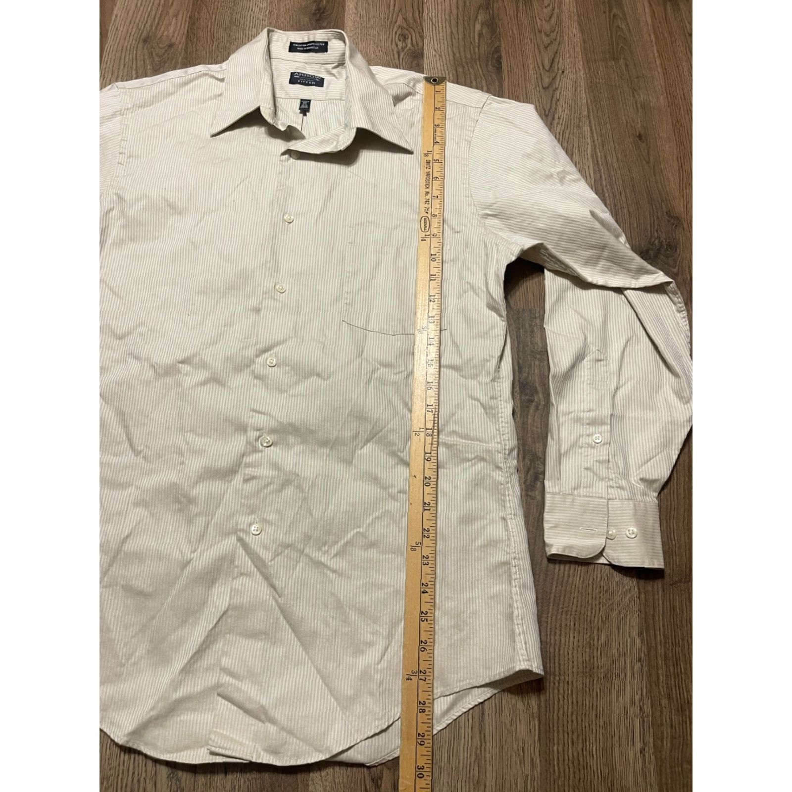 Arrow Arrow Shirt Men's Size Medium 15.5 32/33 Tan Striped Button Up Fitted Size US M / EU 48-50 / 2 - 7 Thumbnail