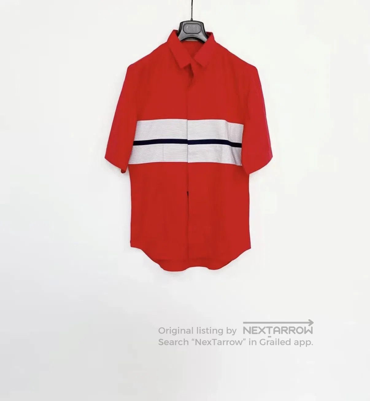 Dior Red Short Sleeve Button-Up Shirt with Stripe. Size US M / EU 48-50 / 2 - 1 Thumbnail