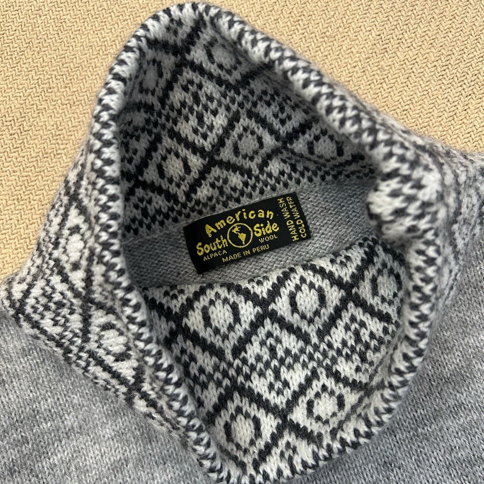 Vintage American South Side Alpaca Wool Striped Turtleneck Sweater Size S / US 4 / IT 40 - 3 Thumbnail