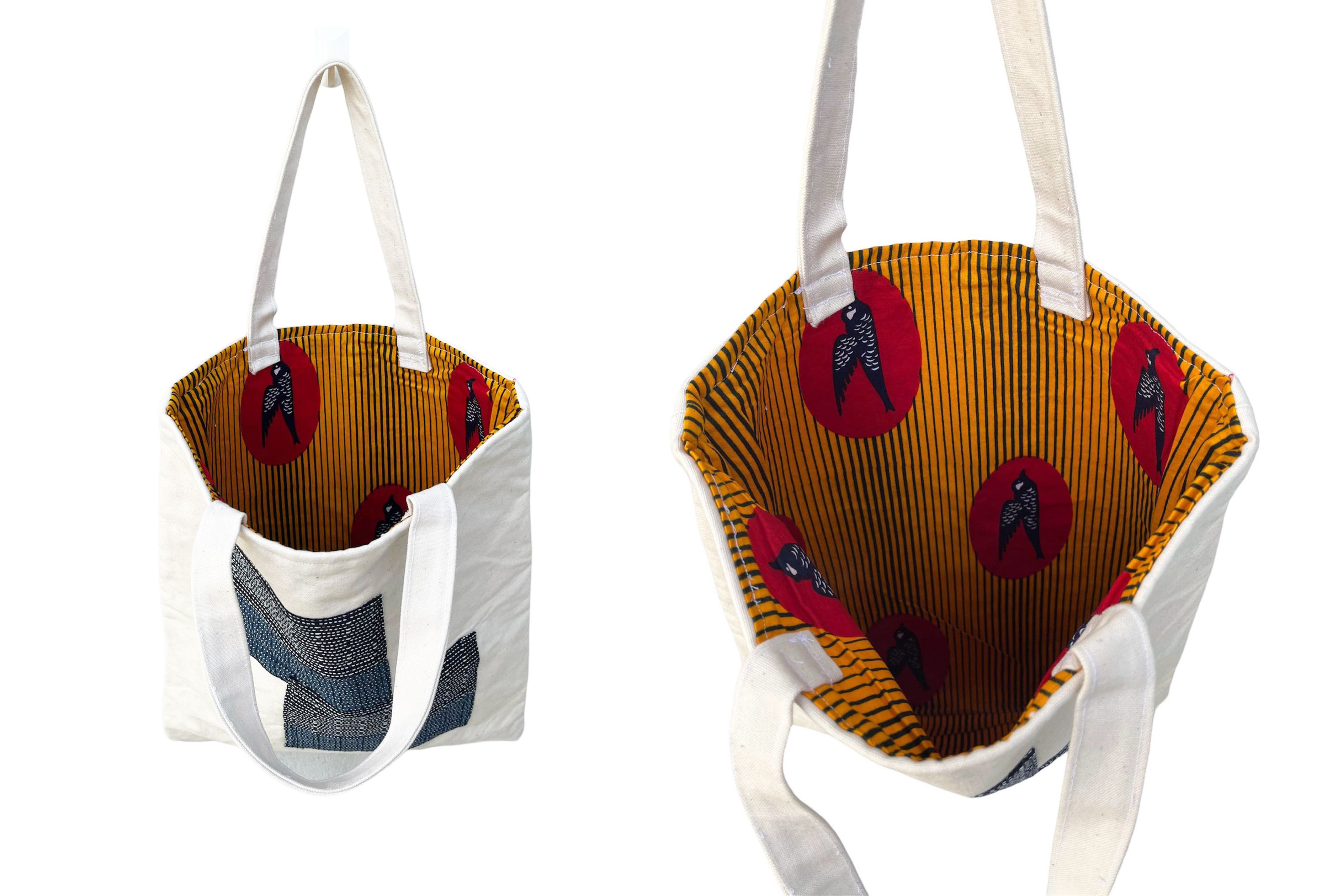 Vintage Upcycled Japanese fabric and sashiko patchwork tote bag Size ONE SIZE - 8 Thumbnail