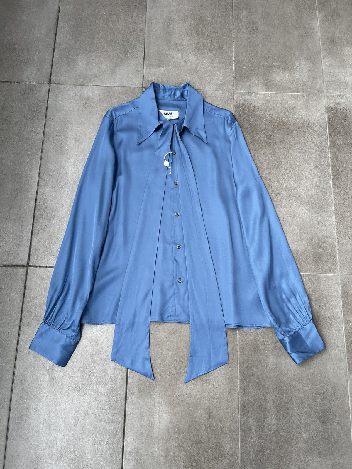 Maison Margiela !DS! SS22 Maison Margiela Bow Blue Viscose Shirt Size L / US 10 / IT 46 - 10 Thumbnail