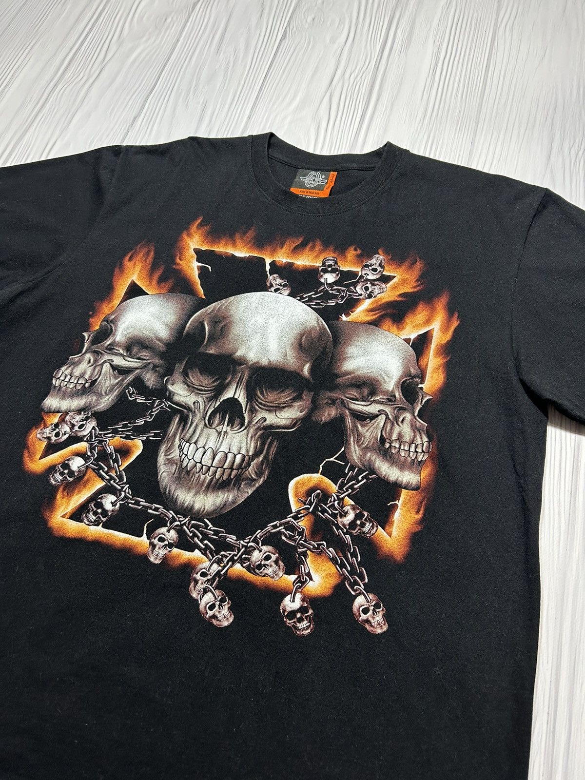 West Coast Choppers Vintage Skull like Choppers Fire Graphic T-Shirt Size US XL / EU 56 / 4 - 4 Thumbnail