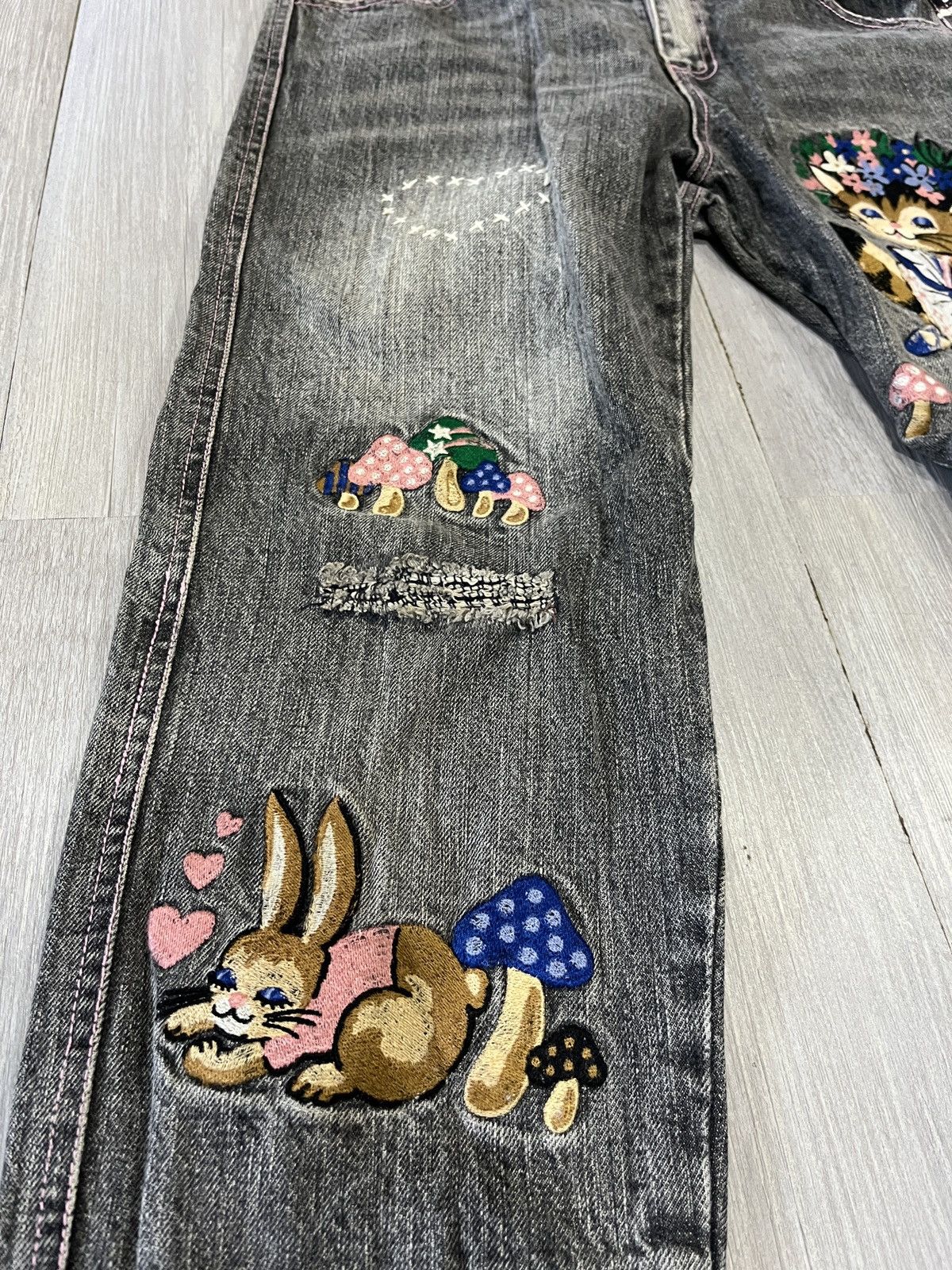 Hysteric Glamour Vintage candy stripper jeans with embroidery Cat & Rabbit Size US 29 - 4 Thumbnail