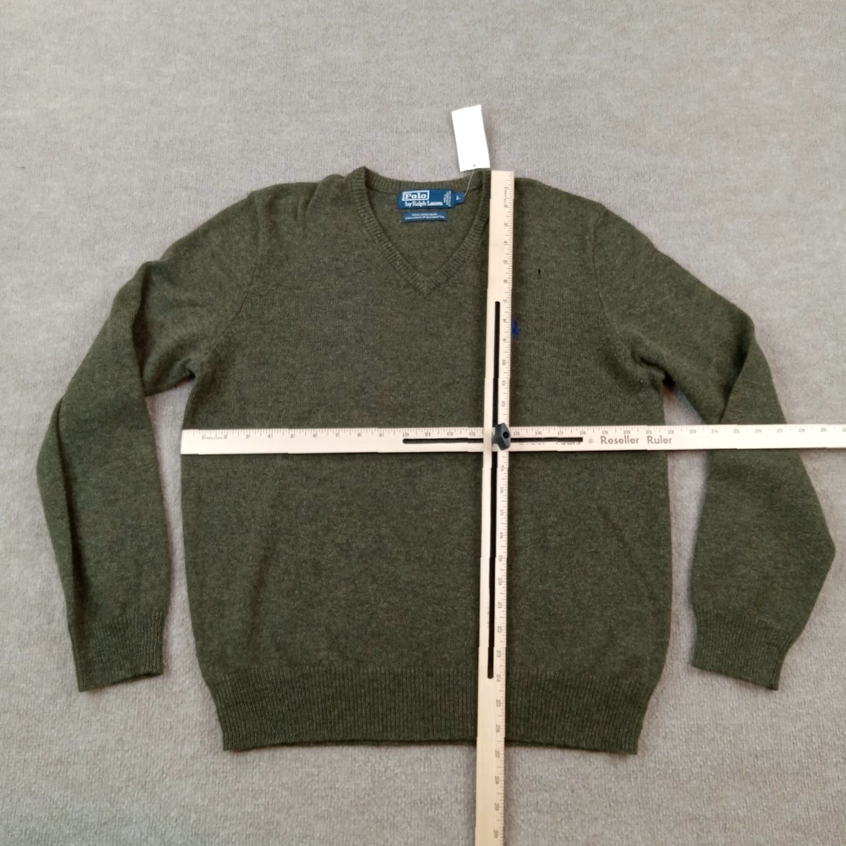 Ralph Lauren Ralph Lauren Sweater Mens Large Green Cable-Knit V-Neck Pullover Lambswool Size US L / EU 52-54 / 3 - 2 Thumbnail
