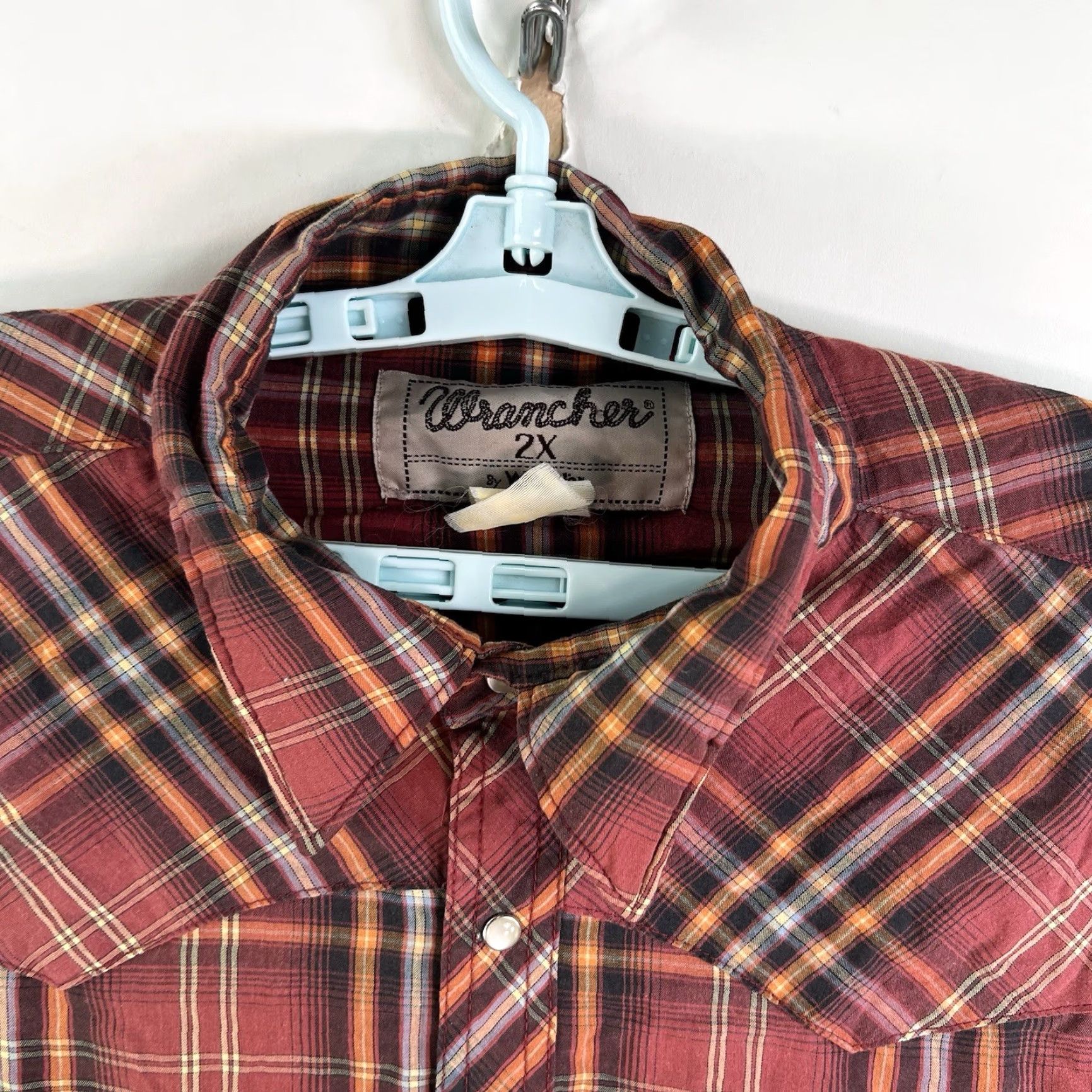 Wrangler VINTAGE Wrangler Wrancher Plaid Pearl Snap-Button Shirt Mens 2XL Red Long Sleeve Size US XXL / EU 58 / 5 - 3 Thumbnail