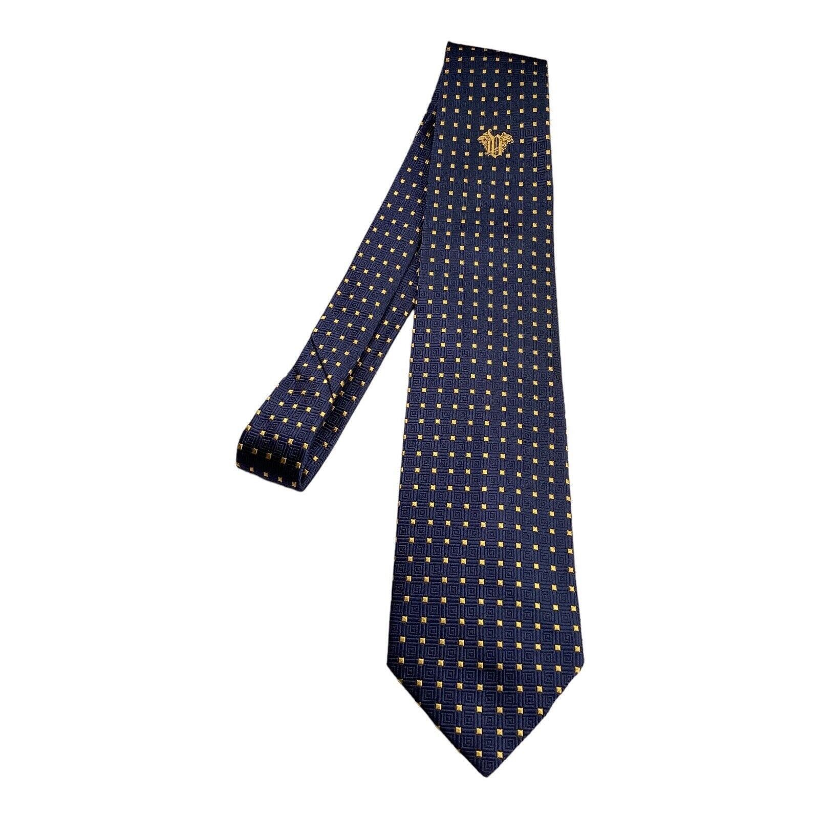 Versace VERSACE Current Blue Geometric Logo Made In Italy Silk Tie W Size ONE SIZE - 6 Thumbnail