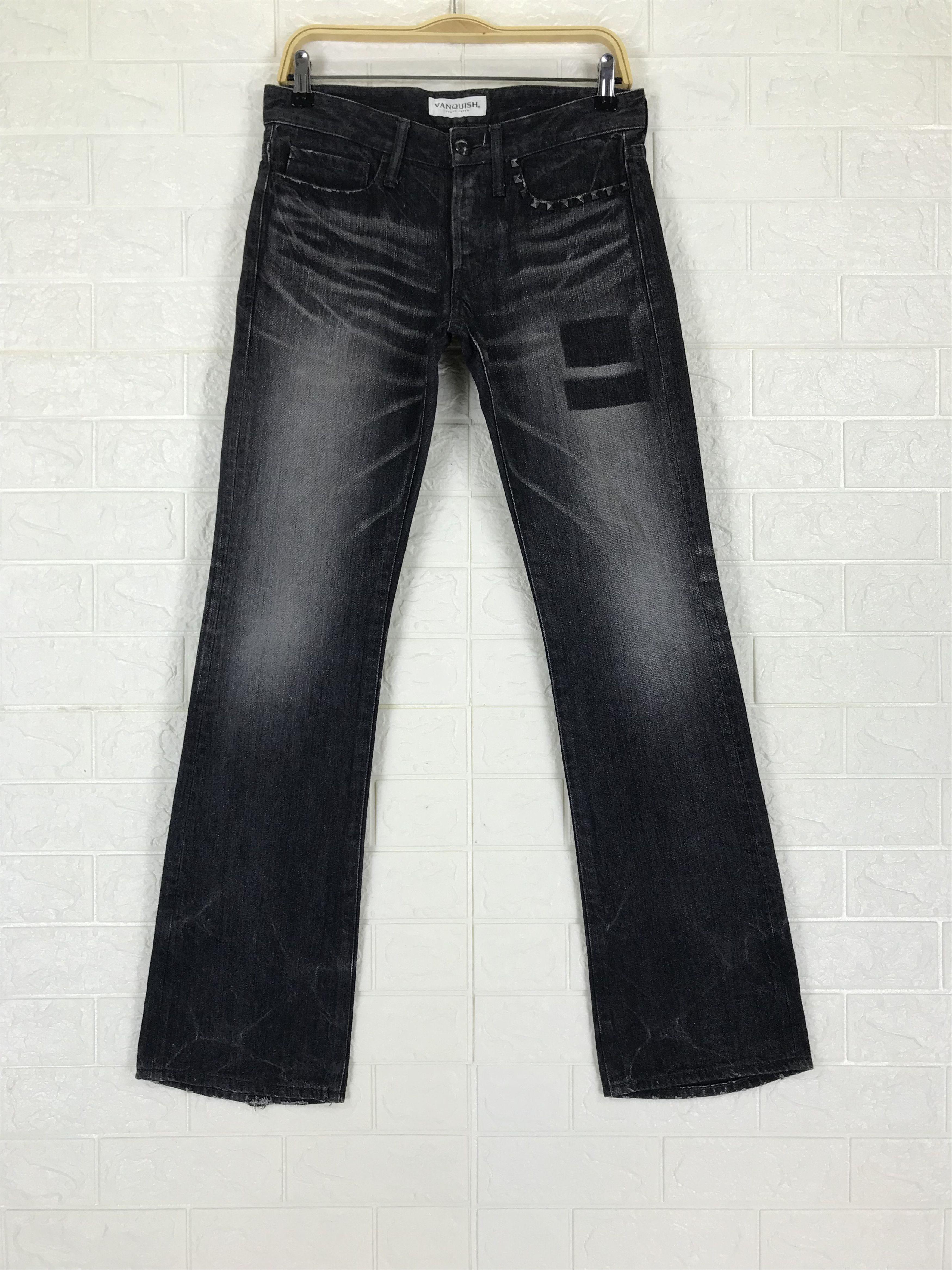 Vanquish Vanquish Studded Faded Black Flare Jeans Size US 30 / EU 46 - 1 Thumbnail