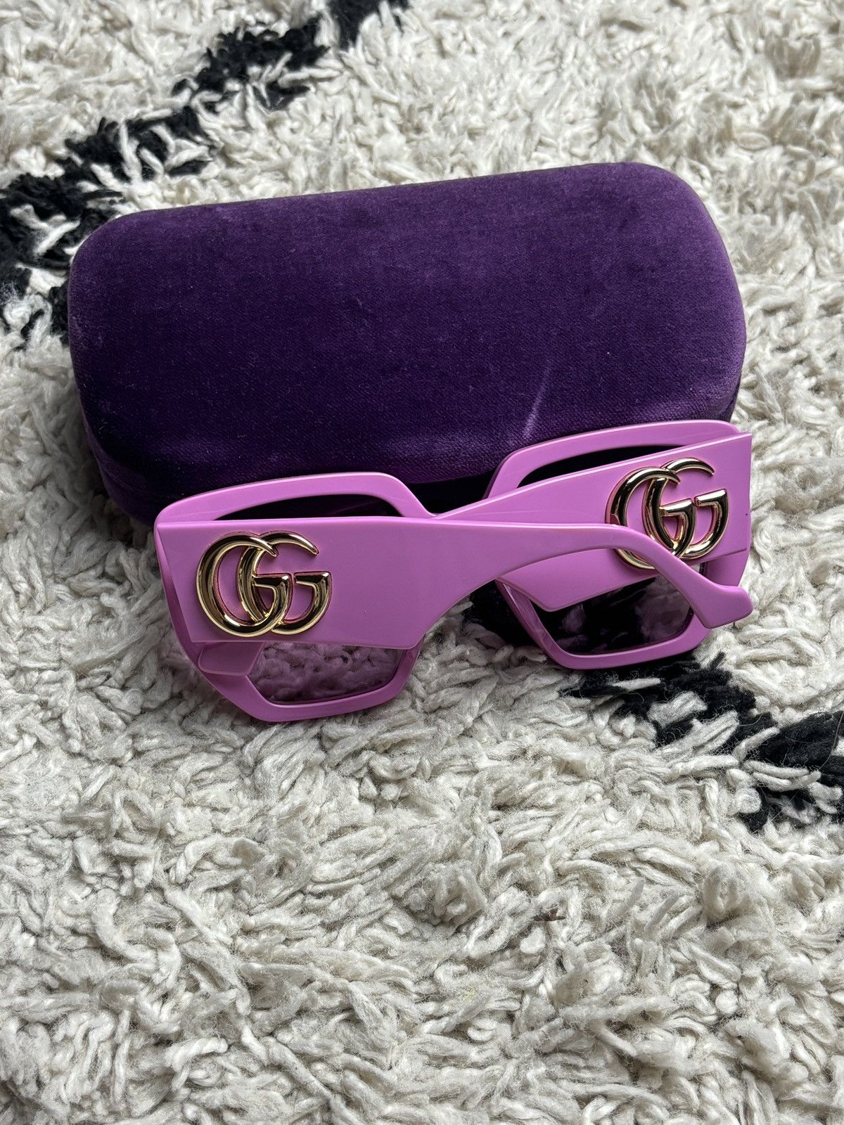 Gucci Gucci Chunky Square Frame Pink GG Sunglasses Size ONE SIZE - 1 Thumbnail