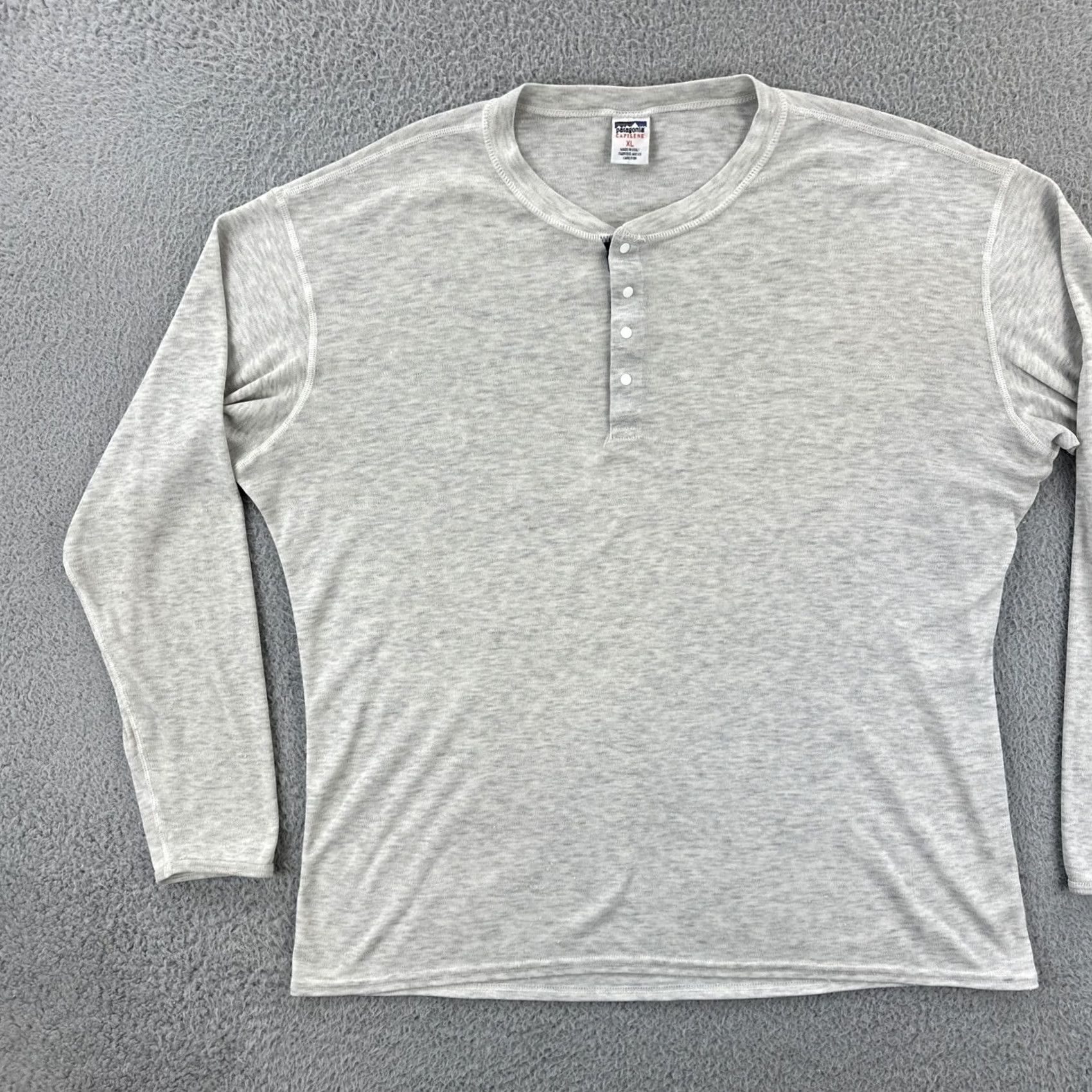 Patagonia VINTAGE Patagonia Capilene Mens XL Heather Gray Henley Shirt Made In USA 90s EUC Size US XL / EU 56 / 4 - 3 Thumbnail