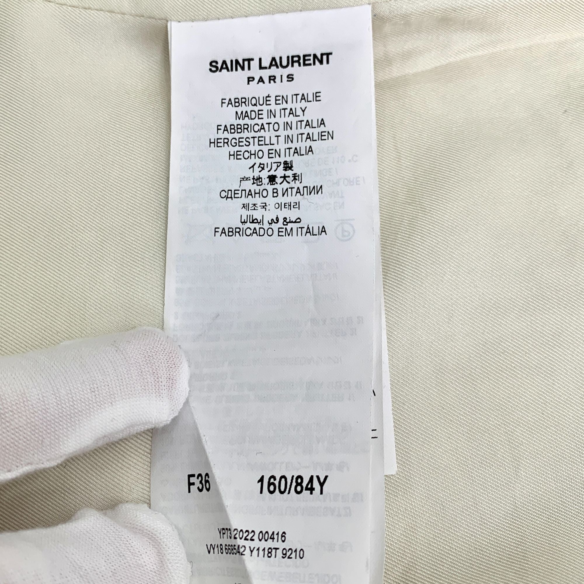 Saint Laurent Paris [Saint Laurent] 22SS Beige Round Neck Tweed Jacket 36 XS Size XS / US 0-2 / IT 36-38 - 4 Thumbnail