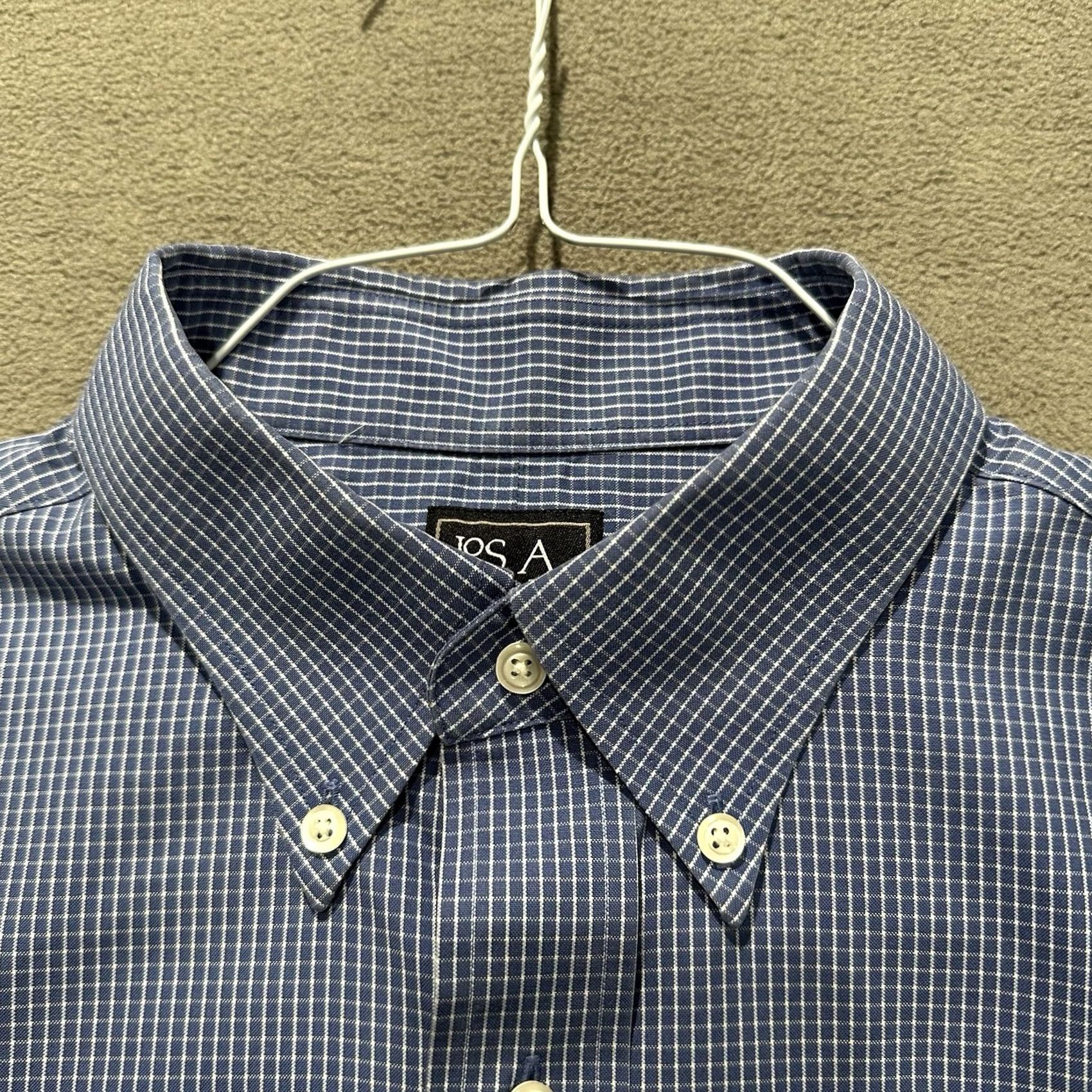 Jos. A. Bank Jos A Bank Traveler Shirt Men 15 1/2-35 Blue Graph Check Button Down Long Sleeve Size US L / EU 52-54 / 3 - 4 Thumbnail