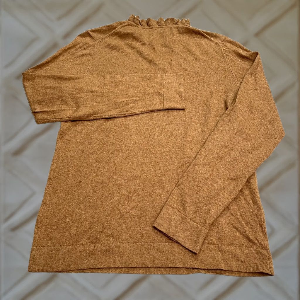 J.Crew J.Crew Pullover Sweater Women S Crew Neck Brown Cotton Knit Buttons Ruffle Casual Summer Spring Fall Size S / US 4 / IT 40 - 1 Thumbnail