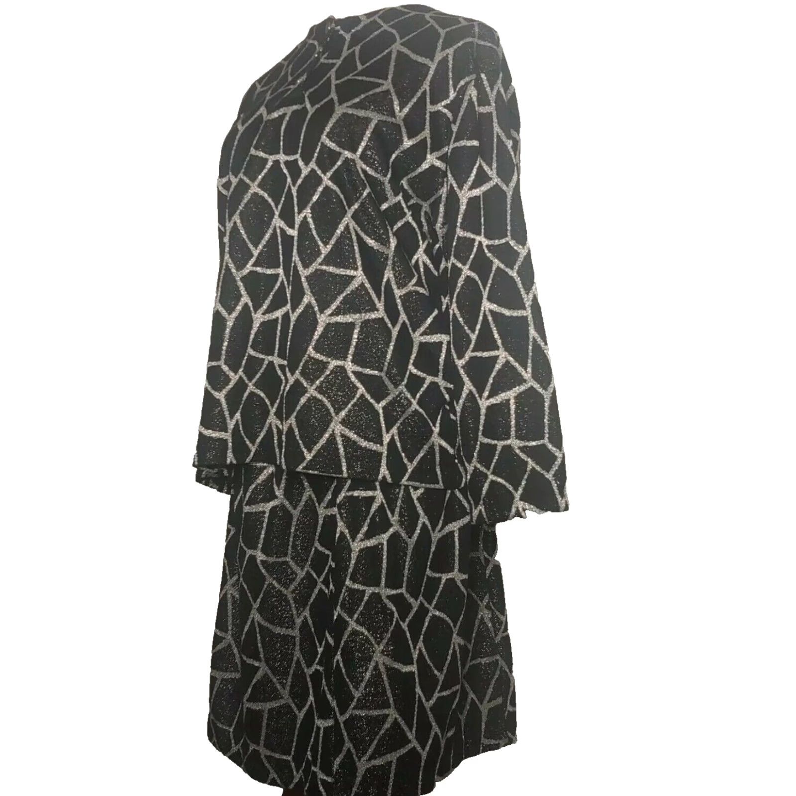 Vintage VINTAGE Quail Crossing 2 Piece Skirt Set Shirt Ladies Large Black Metallic Polyester 1970s Suit Size L / US 10 / IT 46 - 3 Thumbnail