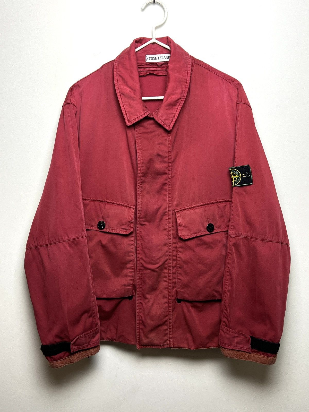 image of Massimo Osti x Stone Island Y2K 90's Archive Convertible Work Jacket/coat in Burgundy (Size Medium)