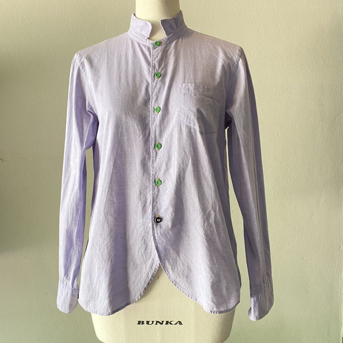 Frapbois FRAPBOIS Bright Lavender Mandarin Collar Button-Up Shirt Size M / US 6-8 / IT 42-44 - 18 Thumbnail