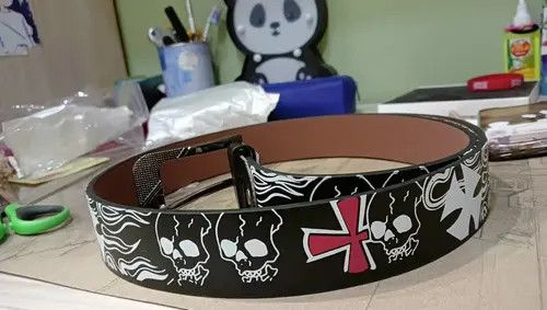 American Edition × Handmade × Japanese Brand Belts Skull Skeleton Pattern Pin Buckle Belt Size ONE SIZE - 2 Thumbnail
