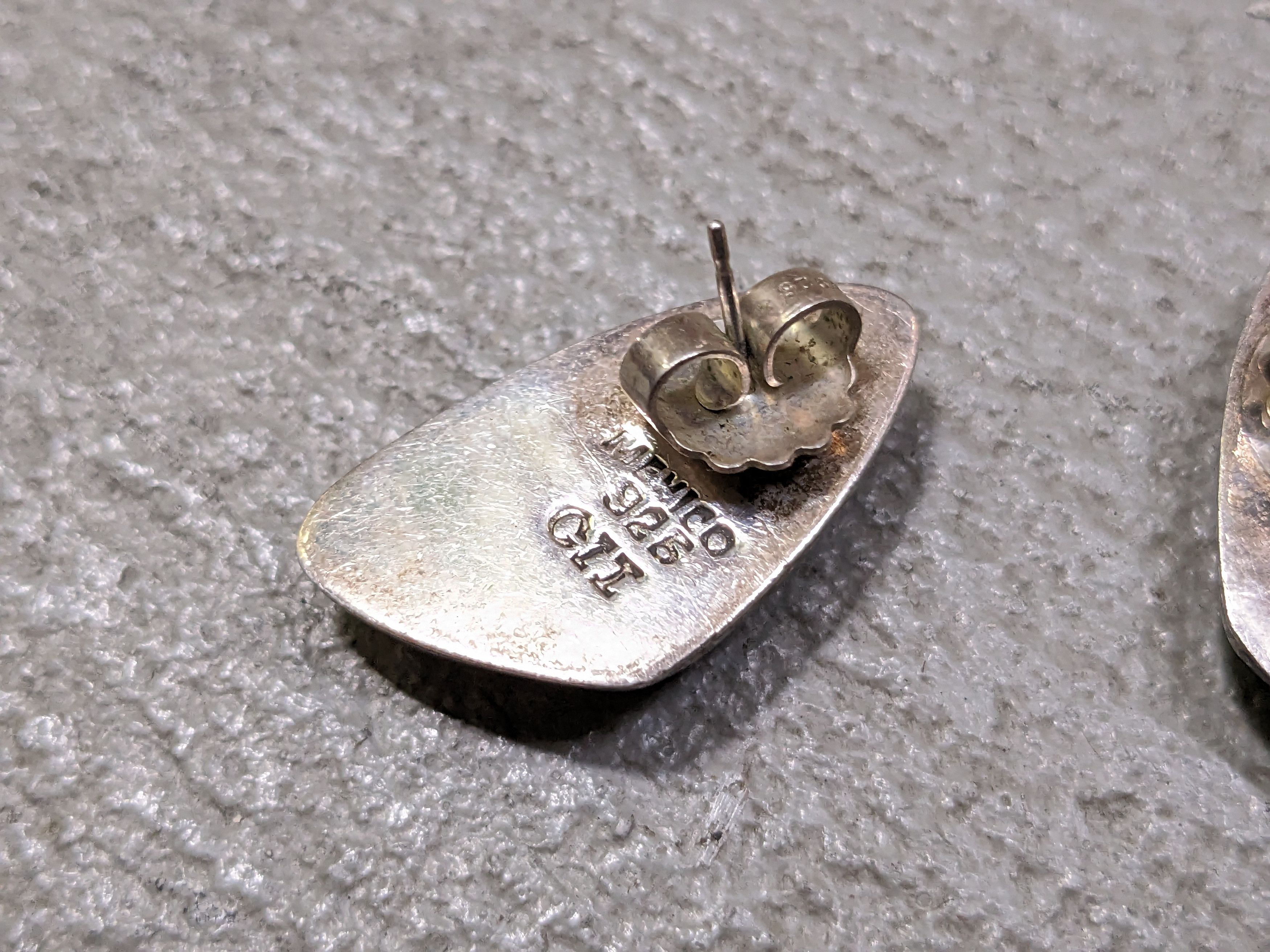 Jewelry Vintage Sterling Silver Earrings Mid Century Modern Triangle Size ONE SIZE - 7 Thumbnail