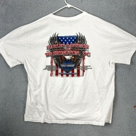 Harley Davidson Harley-Davidson T-Shirt Mens 2XL White Graphic Motorcycle Tee Made In USA Size US XXL / EU 58 / 5 - 2 Thumbnail