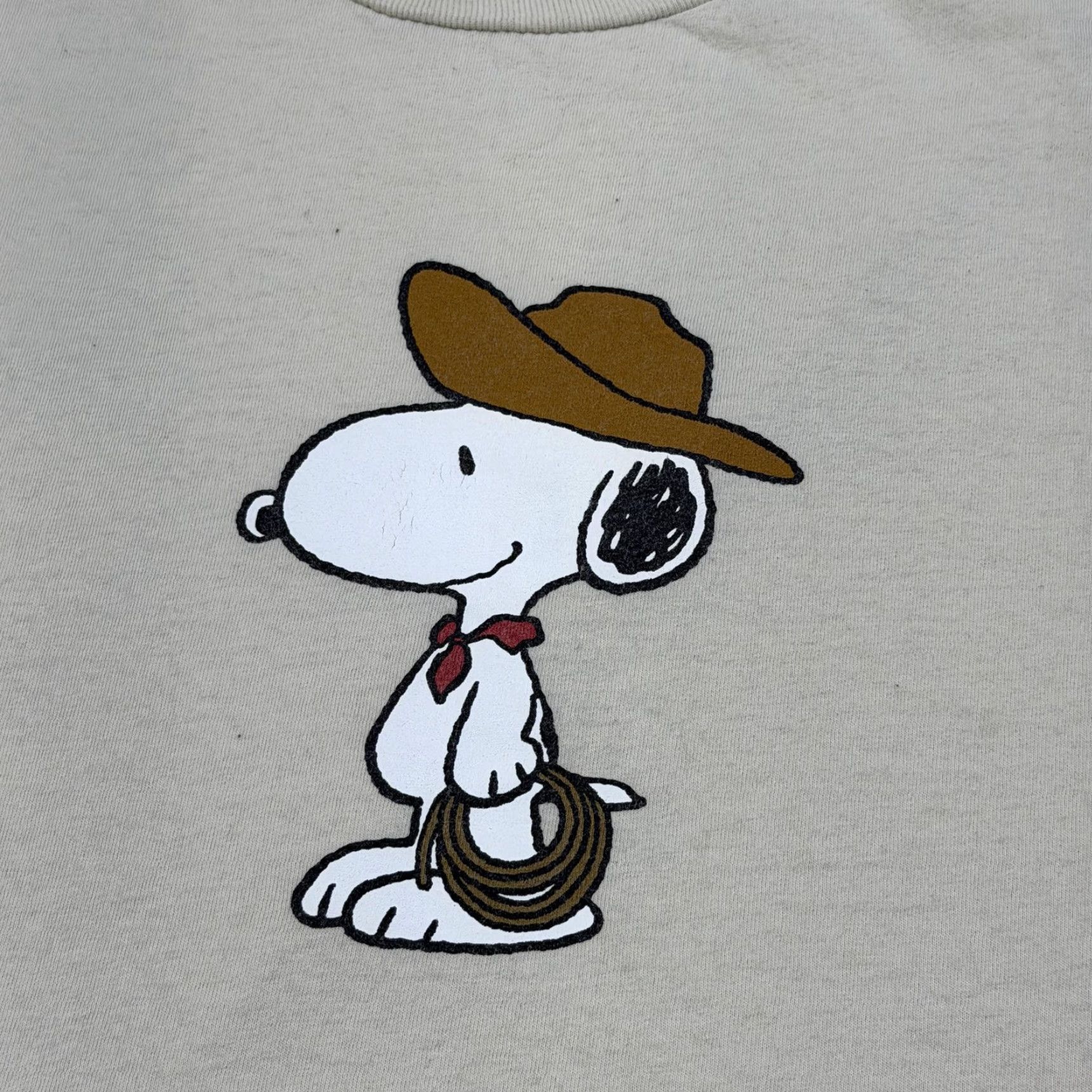 Peanuts Peanuts Snoopy Cowboy Shirt Mens XL White Western Cactus Double Sided Graphic T-Shirt Crew Neck Short Sleeve Graphic Print Cartoon Size US XL / EU 56 / 4 - 4 Thumbnail